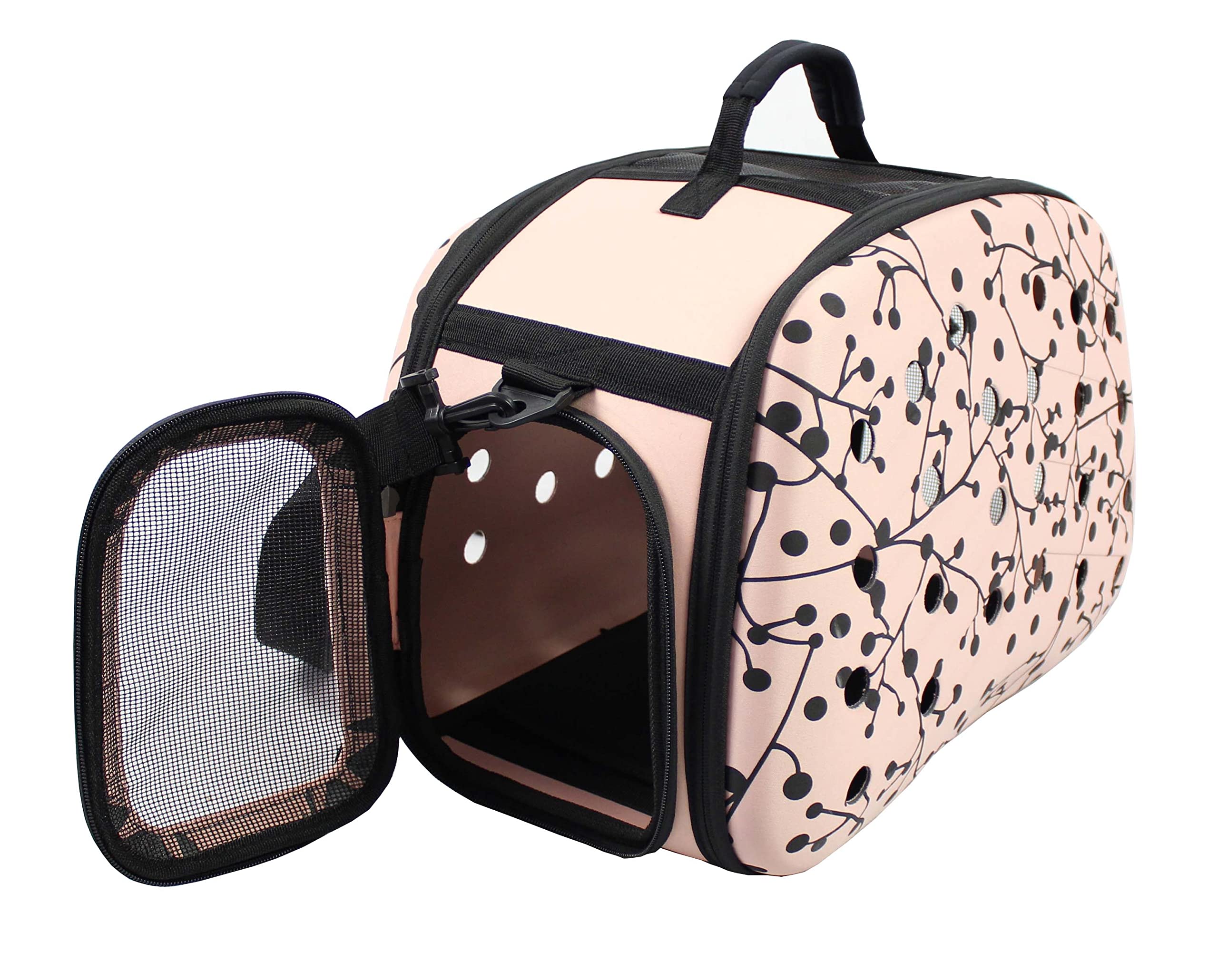 Military Grade Collapsible Lightweight Pet Dog Carrier Crate - Fashion Designer Travel Carrier for Small Dogs, Pink & Black Options (One Size, Black) - Perfect for Air Travel, Road Trips & Outdoor Adventures