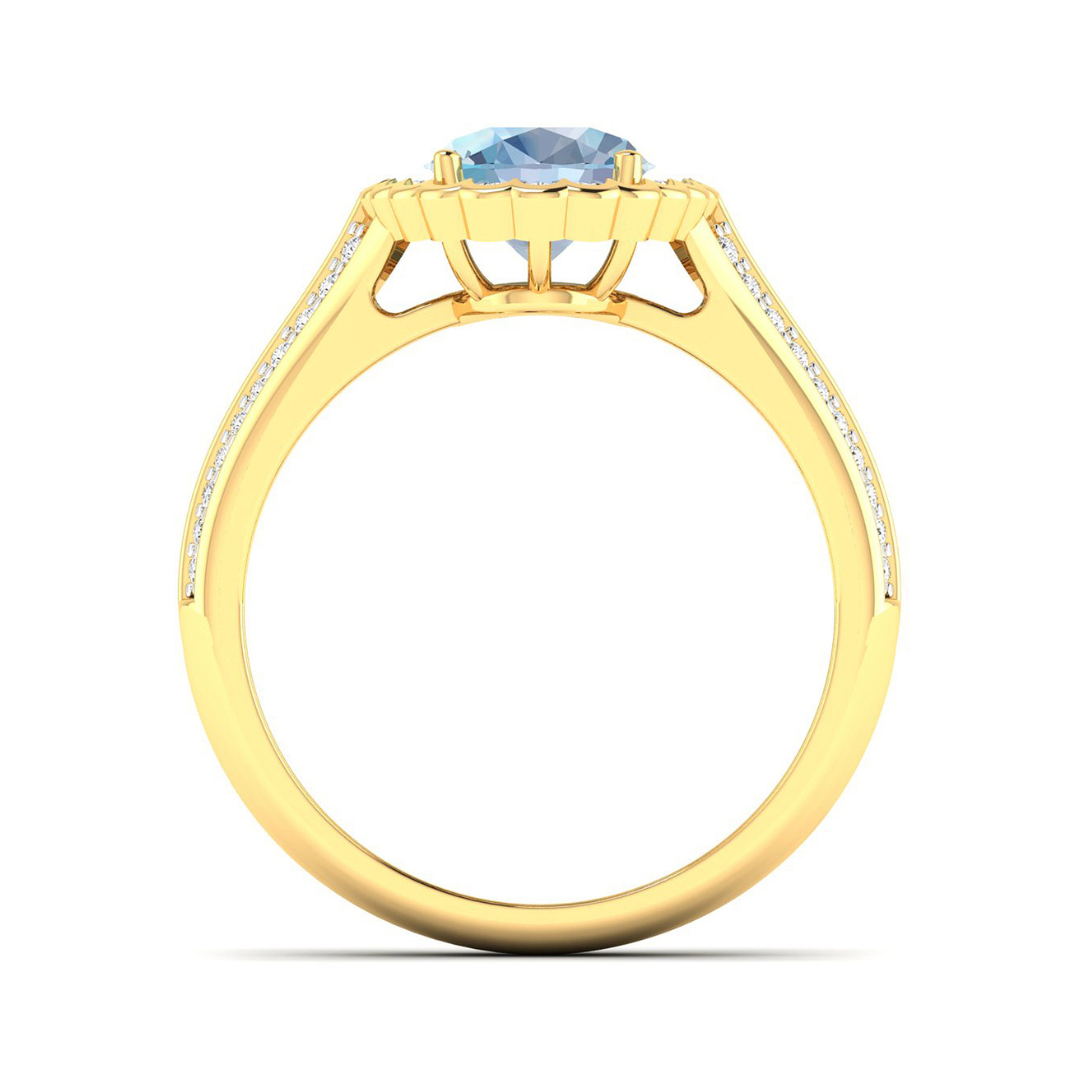 Genuine Aquamarine Diamond Bridge Ring - Elegant 925 Sterling Silver Jewelry for Women, Perfect for Weddings, Anniversaries & Special Occasions