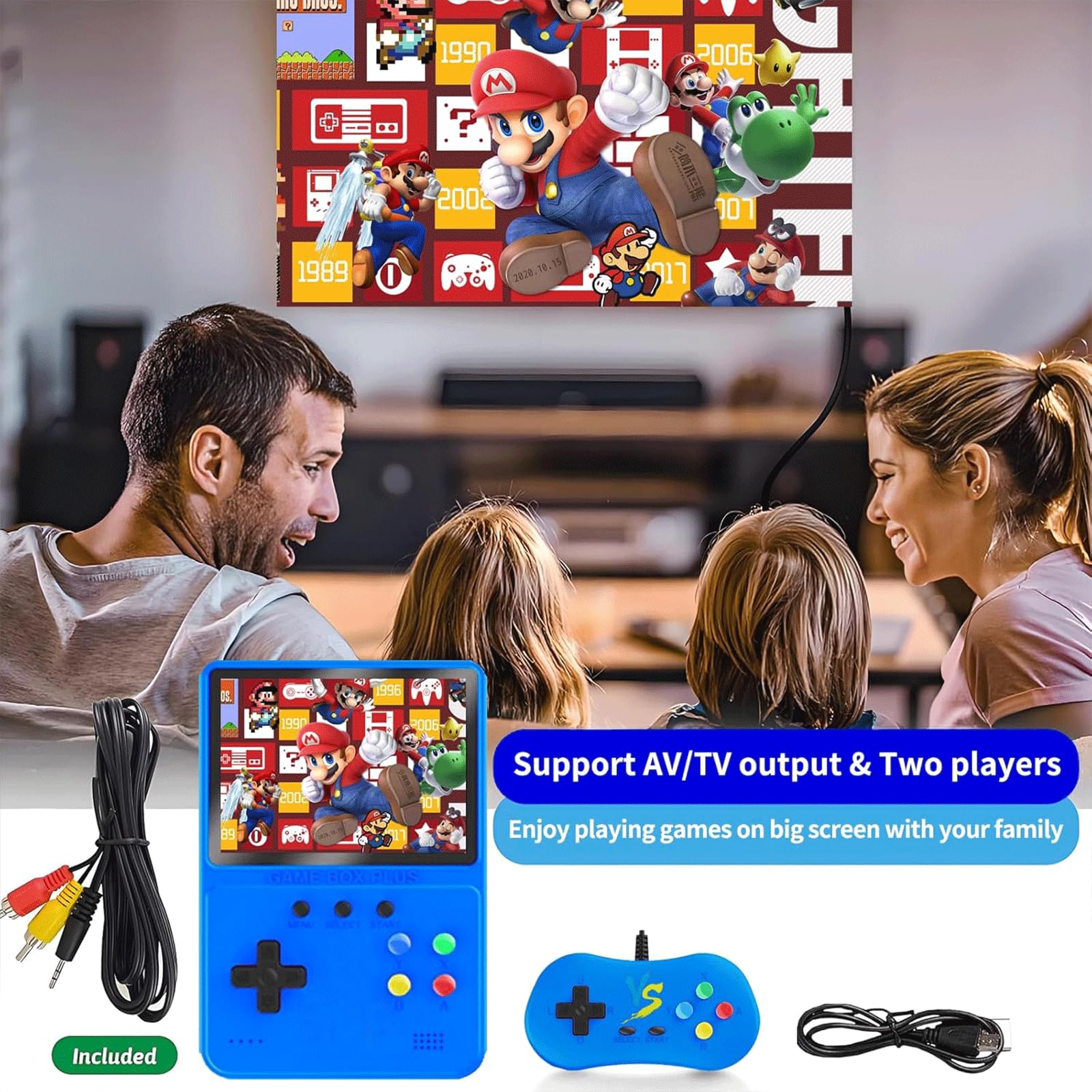 Retro Handheld Game Console - 3.5 Inch LCD Screen, Portable & Rechargeable, 500 Classic Preloaded Games, 2 Player Support - Perfect for Travel, Commuting, and Family Game Nights (Great Christmas Gift for Kids & Adults)