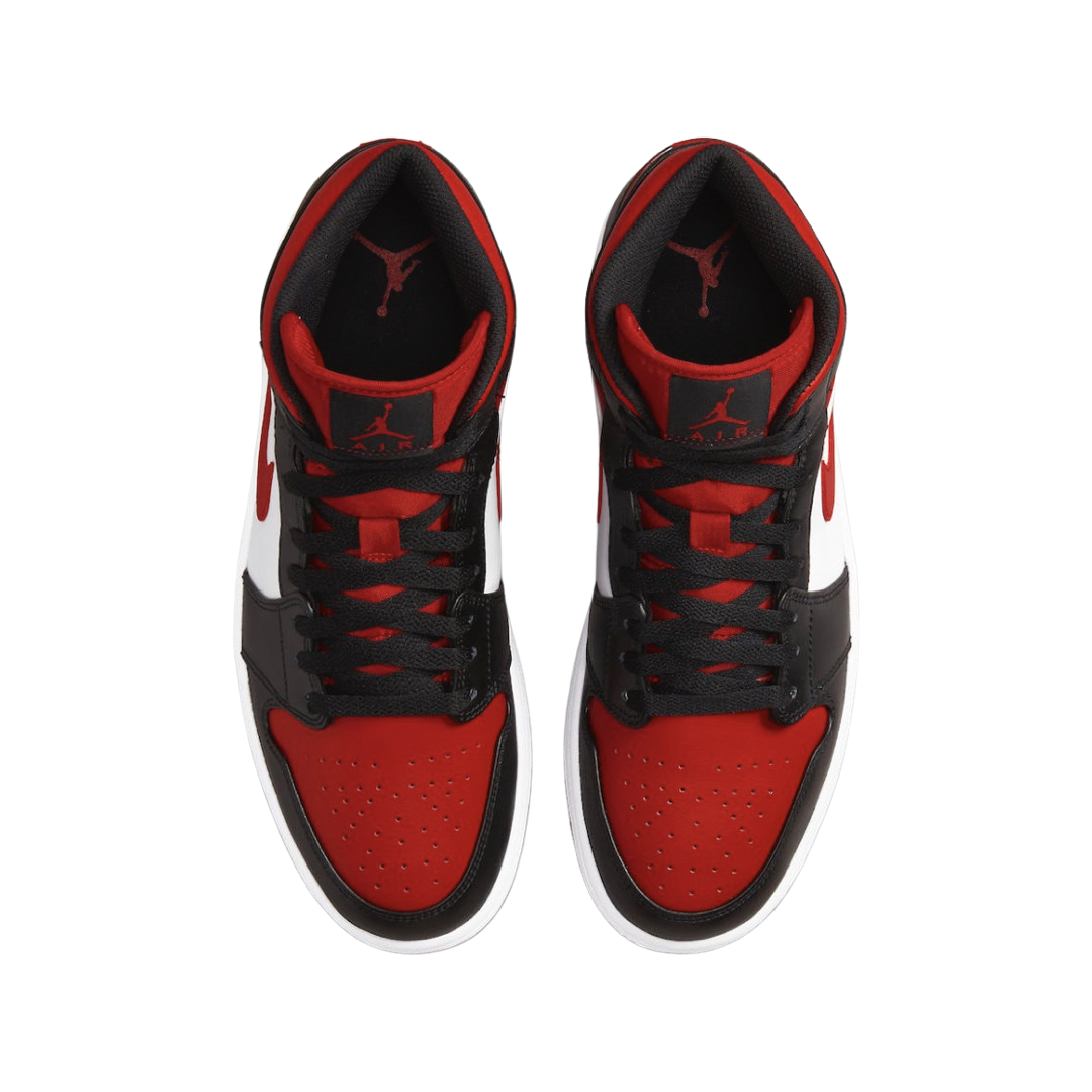 Air Jordan 1 Mid GS Sneakers - Black Fire Red Colorway - Kids Basketball Shoes for School & Street Style