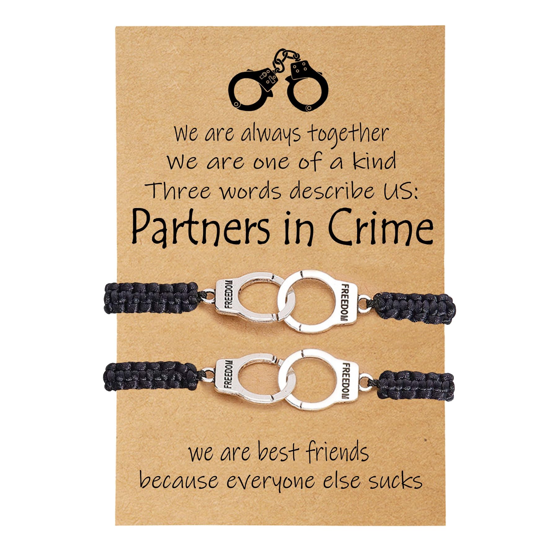 RAYSTAR Best Friend Bracelets for Women - Matching Friendship Bracelets Set of 2/3/4 - Partner in Crime BFF Gifts for Birthday, Anniversary & Special Occasions - Perfect for Couples, Sisters & Best Friends