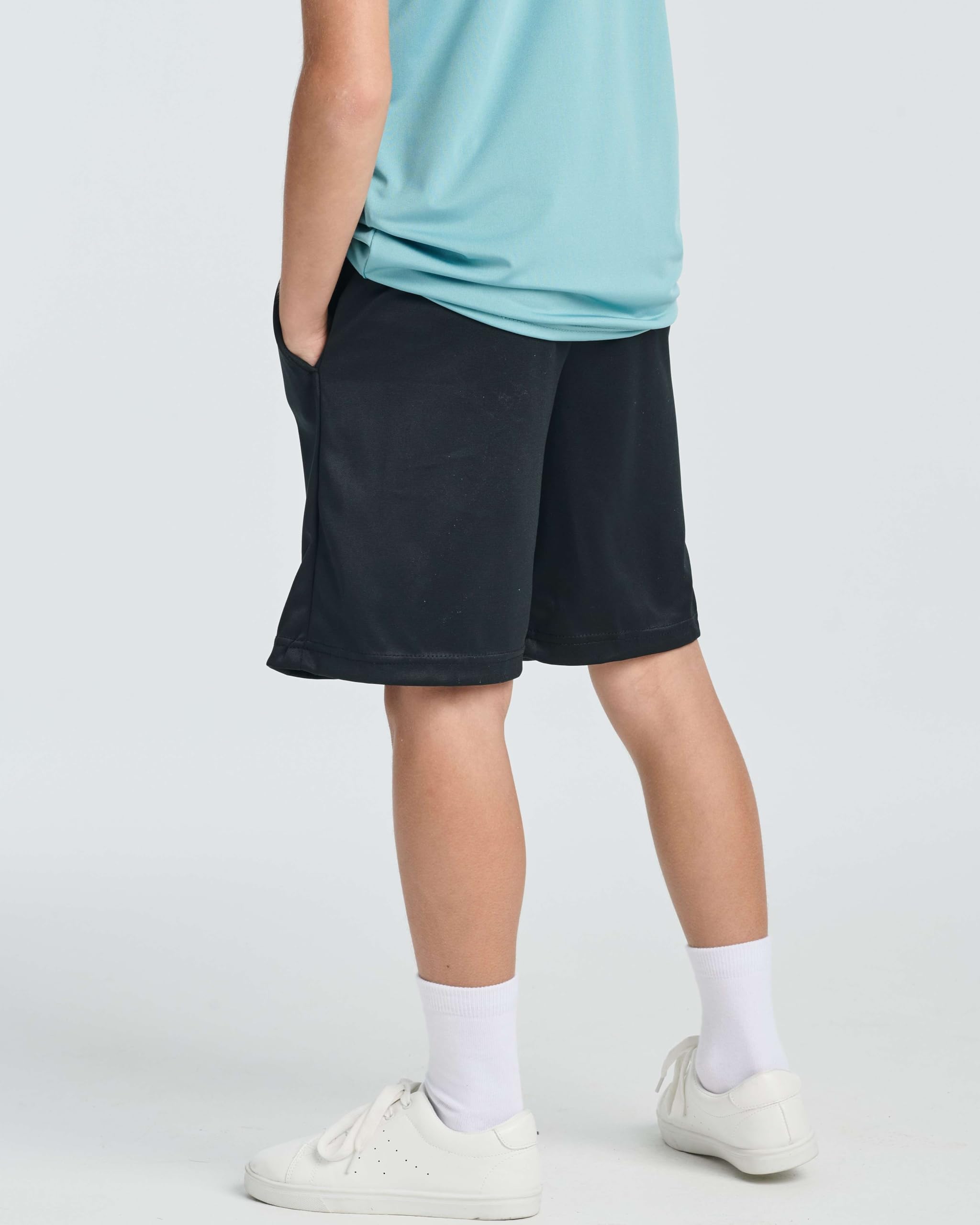 Real Essentials 5-Pack Boys' Athletic Basketball Shorts with Pockets - Breathable Youth Sports Shorts for Boys Ages 4-18 - Perfect for Basketball, Gym, Running & Casual Wear