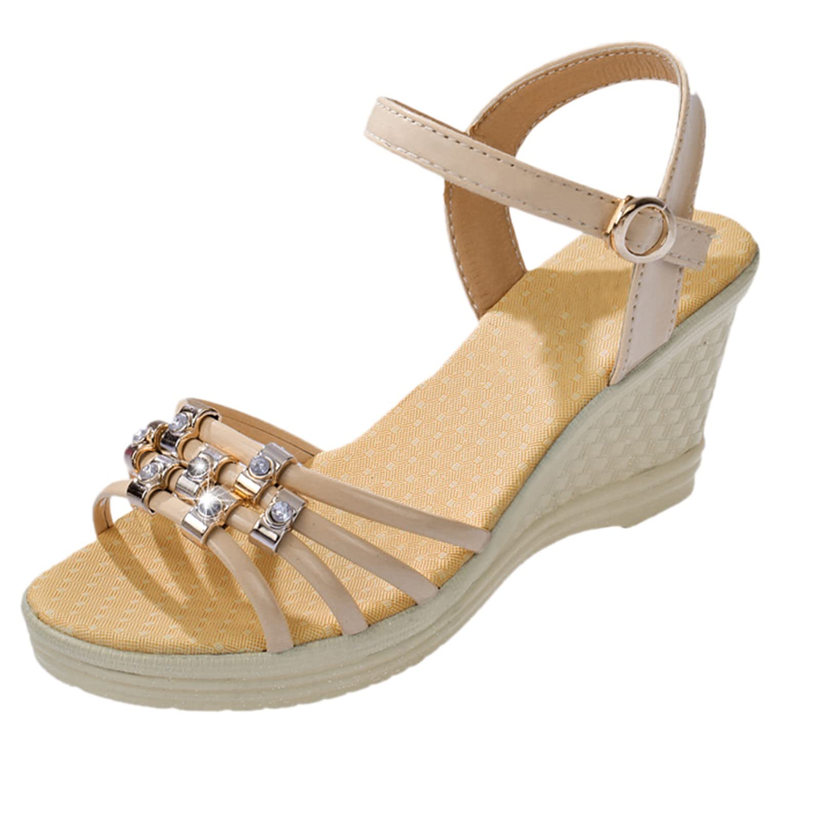 Roman Spring Women's Wedge Heel Sandals with Thick Covered Toe - Comfortable High Heel Summer Shoes for Beach, Party & Casual Wear