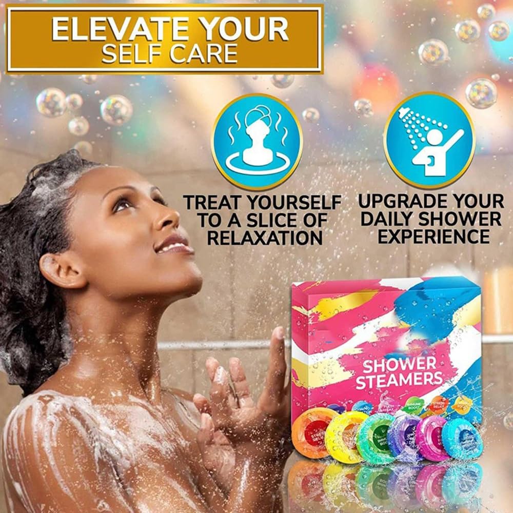 6 Pack Aromatherapy Shower Steamers for Women - Relaxing Essential Oil Shower Bombs, Self Care Gifts for Women, Teens & Adults - Perfect for Home Spa, Stress Relief & Birthday Presents