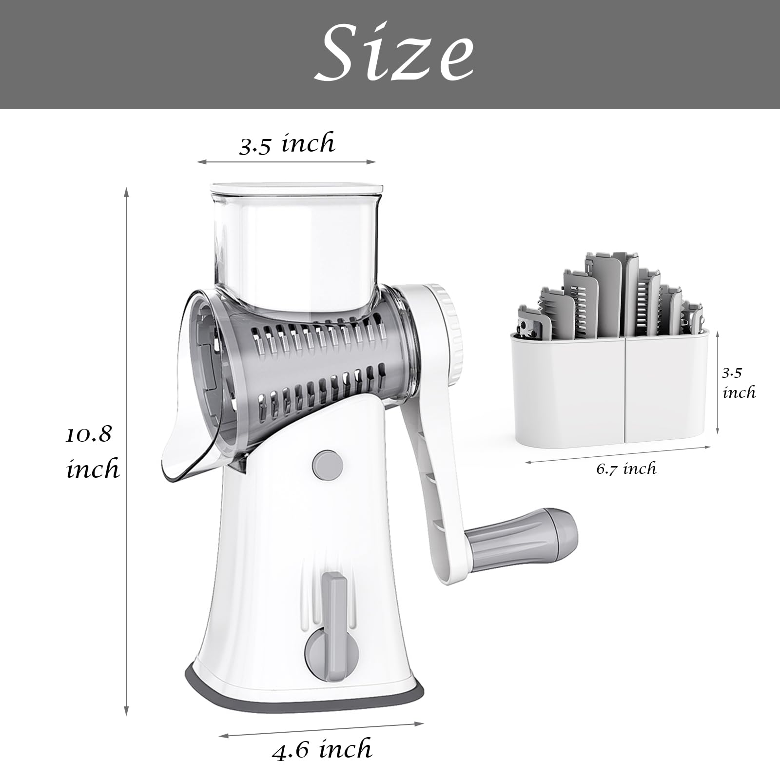 5-in-1 Rotary Cheese Grater Shredder - Manual Kitchen Mandolin Slicer for Cheese, Vegetables, Nuts & More | Perfect for Grating Parmesan, Shredding Carrots, Slicing Cucumbers & Making Hash Browns | Ideal for Home Cooking, Meal Prep & Salad Making