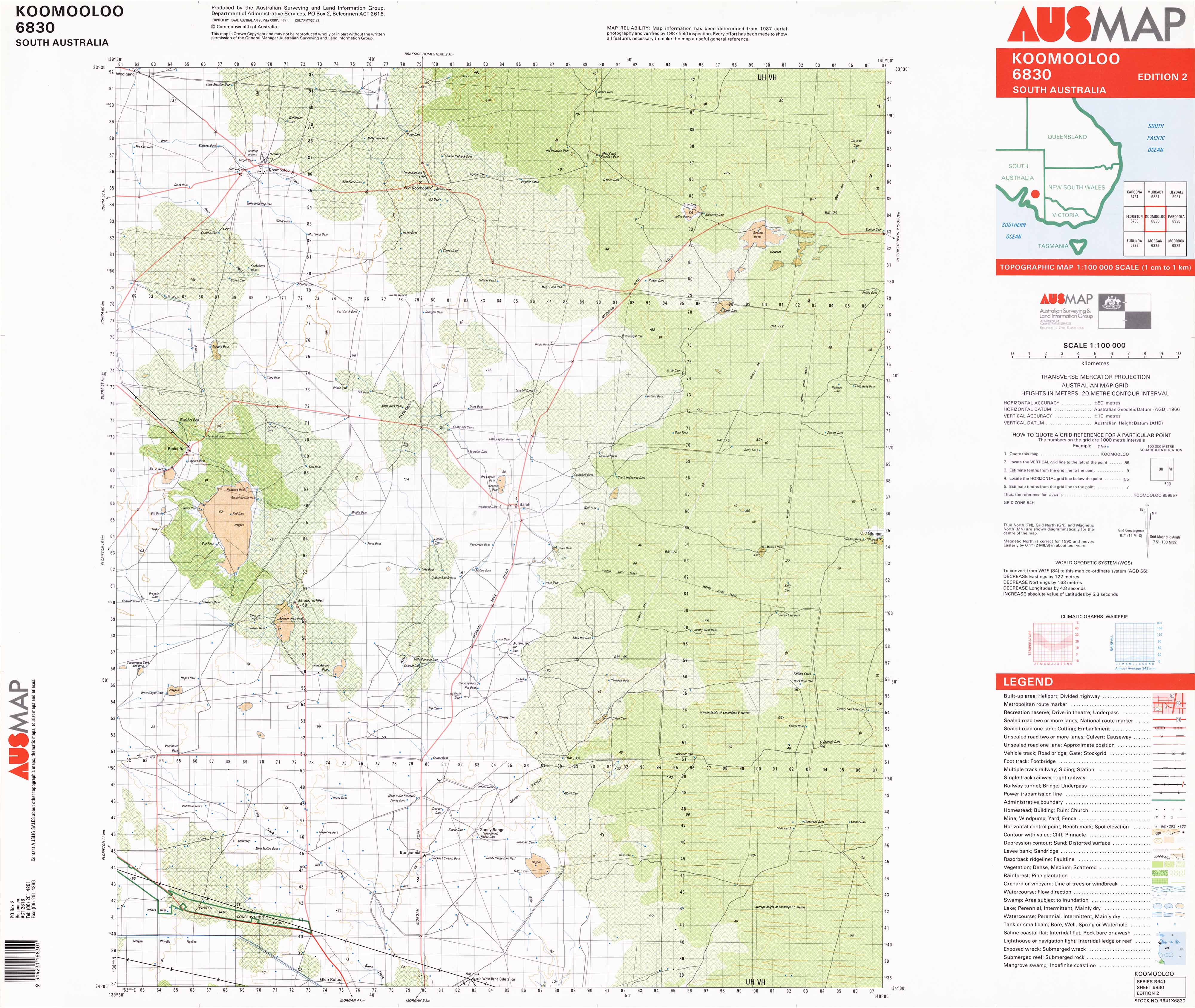 6830 Koomooloo 1:100,000 Scale Topographic Map - Hiking, Camping & Outdoor Adventure Navigation