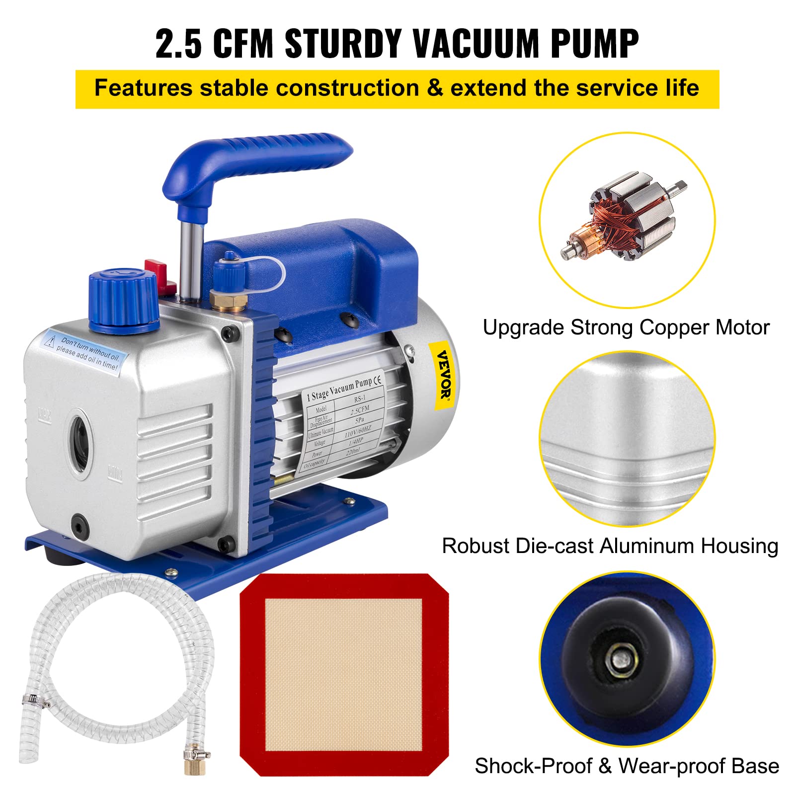 Bestauto 1.5 Gallon Stainless Steel Vacuum Degassing Chamber Kit (5.7L) with 2.5 CFM Pump - Perfect for Resin Casting, Epoxy Bubbles Removal & Silicone Mold Degassing
