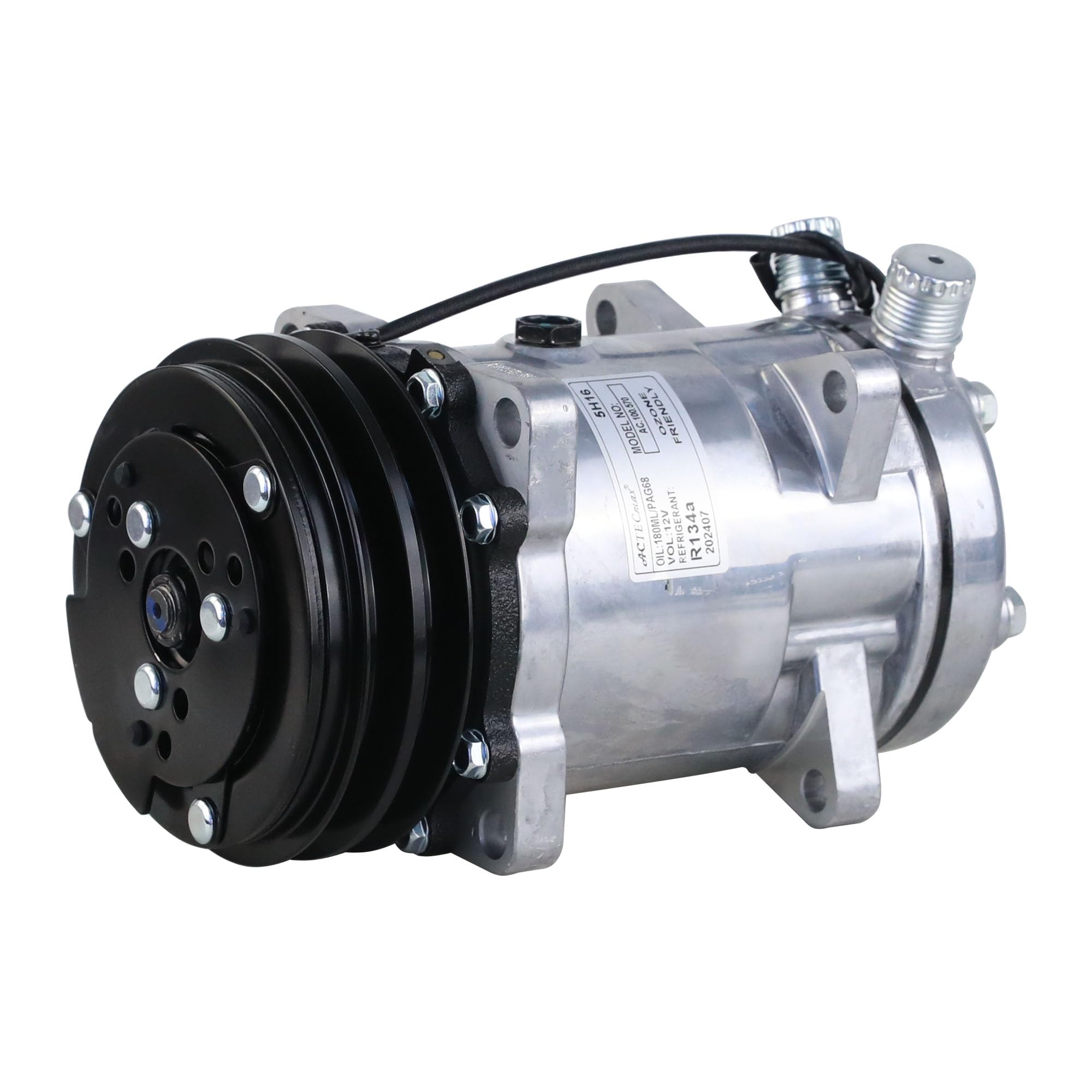 Universal A/C Compressor with Black 2PK Clutch SD510 5H16 R134A - Compatible with Multiple Vehicle Models - Perfect for Car AC Repair and Maintenance