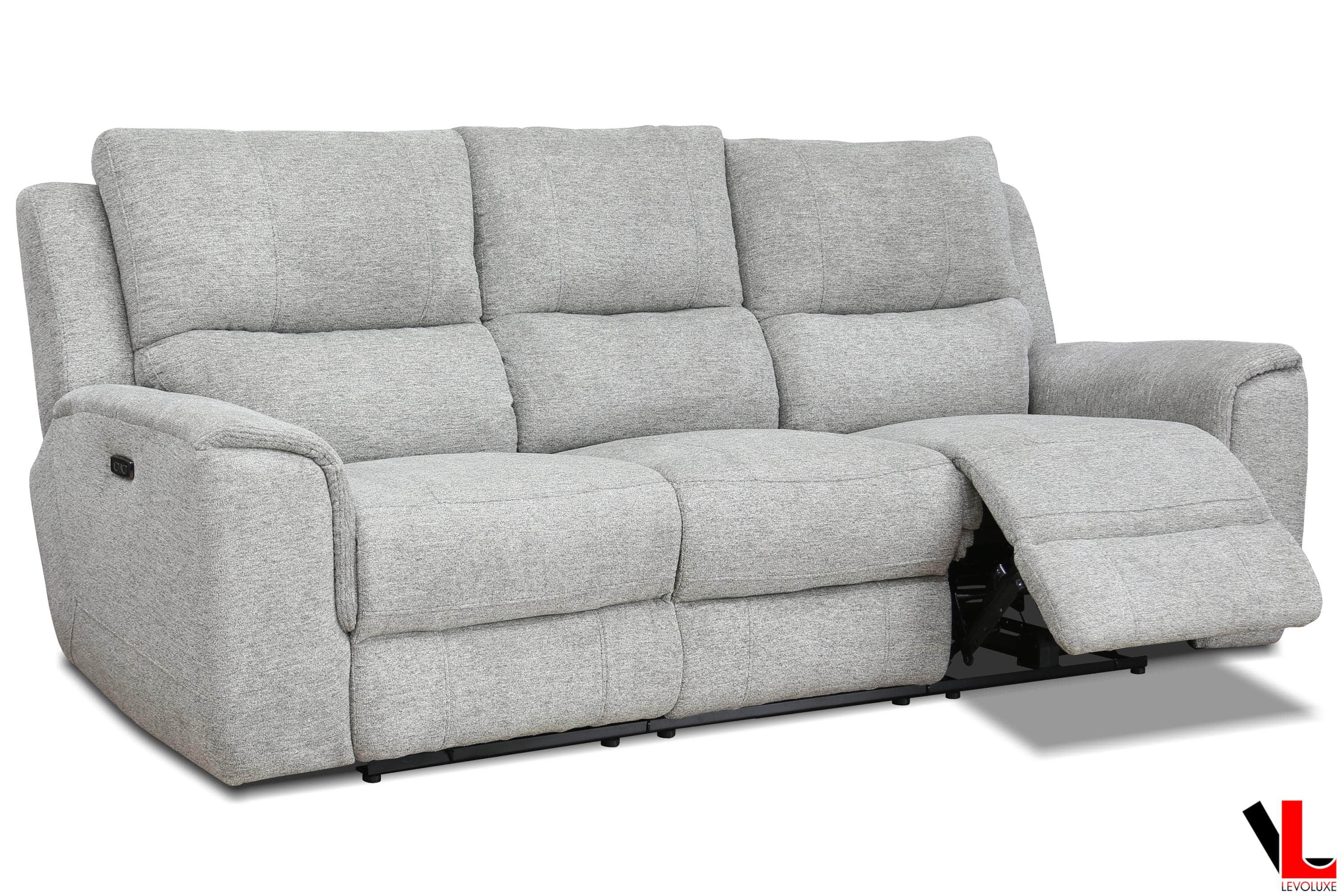 Sentinel 2-Piece Power Reclining Sofa and Loveseat Set with Adjustable Headrests in Tweed Ash Fabric - Perfect for Living Room, Home Theater & Family Movie Nights