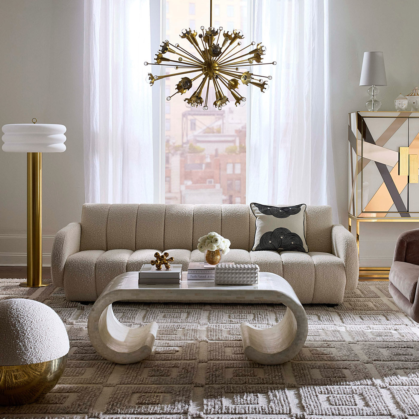 Casablanca Scroll Cocktail Table - Elegant Moroccan-Inspired Coffee Table for Living Room, Perfect for Home Decor and Entertaining Guests