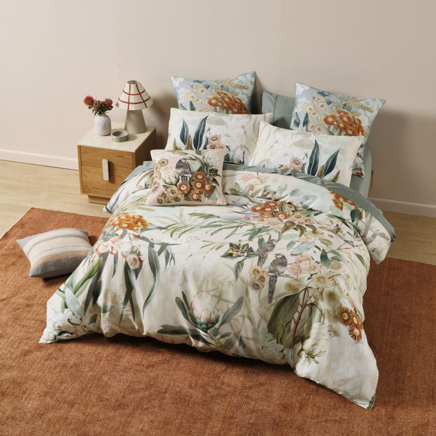 Premium Eucalyptus Garden Quilt Cover Set - 100% Cotton Bedding Set with Floral Design - King/Queen Size - Breathable & Soft for All Seasons - Perfect for Master Bedroom, Guest Room & Vacation Homes