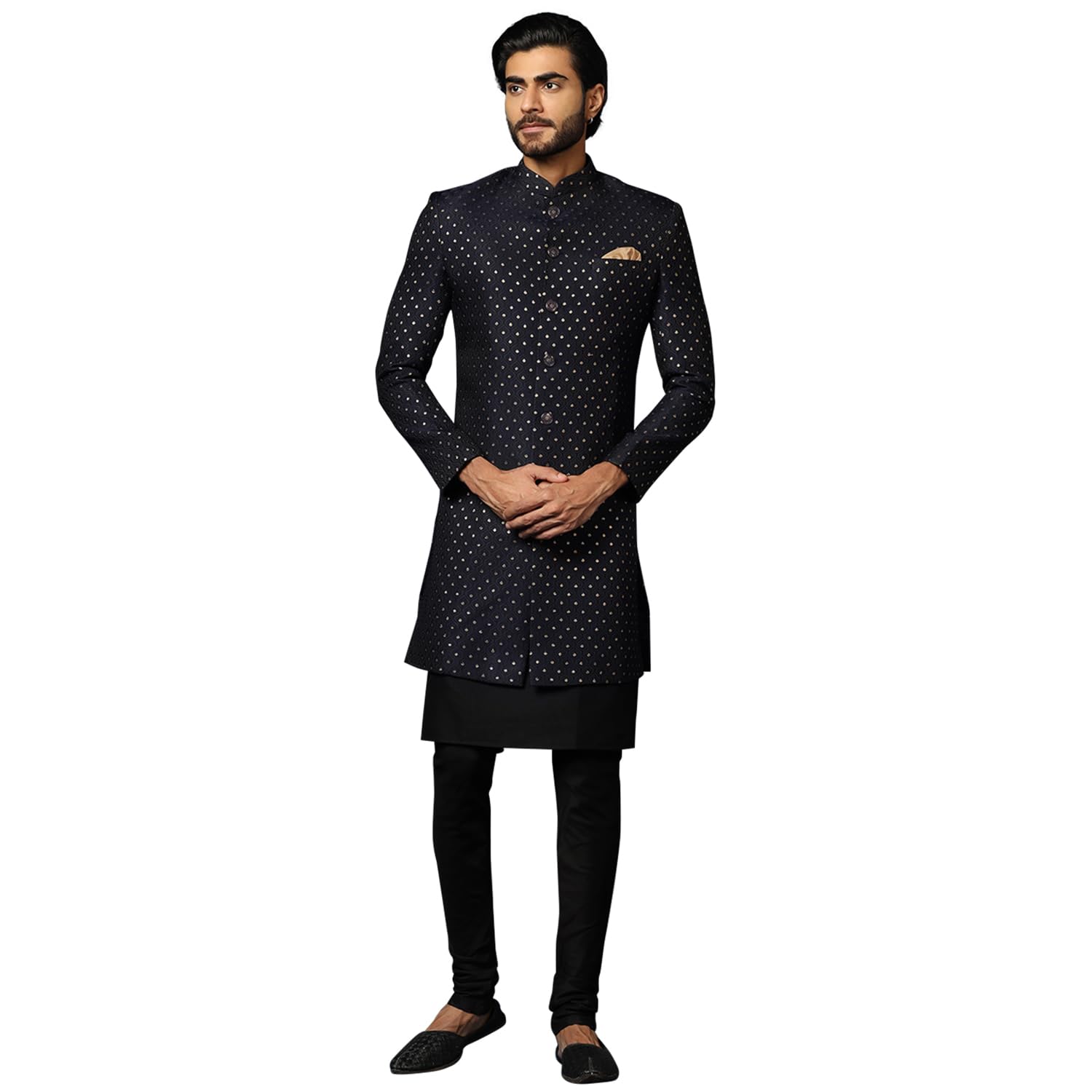 Men's Jacquard Indowestern Sherwani & Pajama Set - Regular Fit | Indian Ethnic Wedding & Festive Wear for Men | Perfect for Grooms, Diwali, and Cultural Celebrations