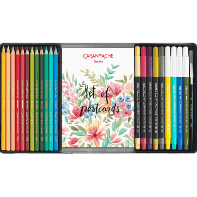 Caran d'Ache Botanical Colouring and Lettering Set - Premium Art Supplies for Calligraphy, Hand Lettering & Adult Coloring Books | Perfect for Artists, Crafters & Relaxation Therapy