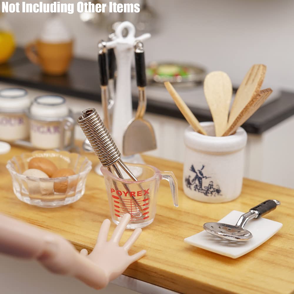 1/12 Scale Miniature Kitchen Utensils Set - White Dollhouse Accessories for Tiny Food Display & Model Home Decoration