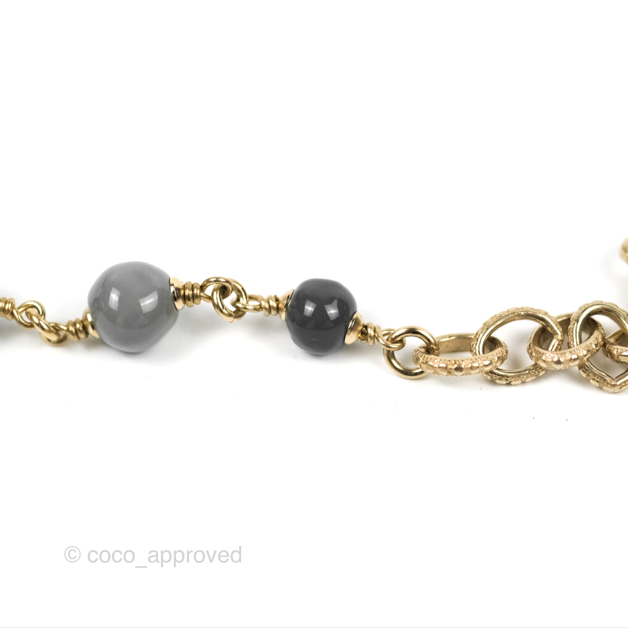 Chanel CC Pearl Gemstone Chain Long Necklace Gold Tone 16A - Elegant Statement Jewelry for Women, Perfect for Parties, Weddings & Special Occasions