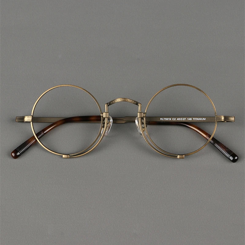 Stylish Unisex Black Titanium Round Eyeglasses 4919 - Lightweight & Durable Full Rim Frames for Men & Women | Perfect for Reading, Work, and Everyday Fashion