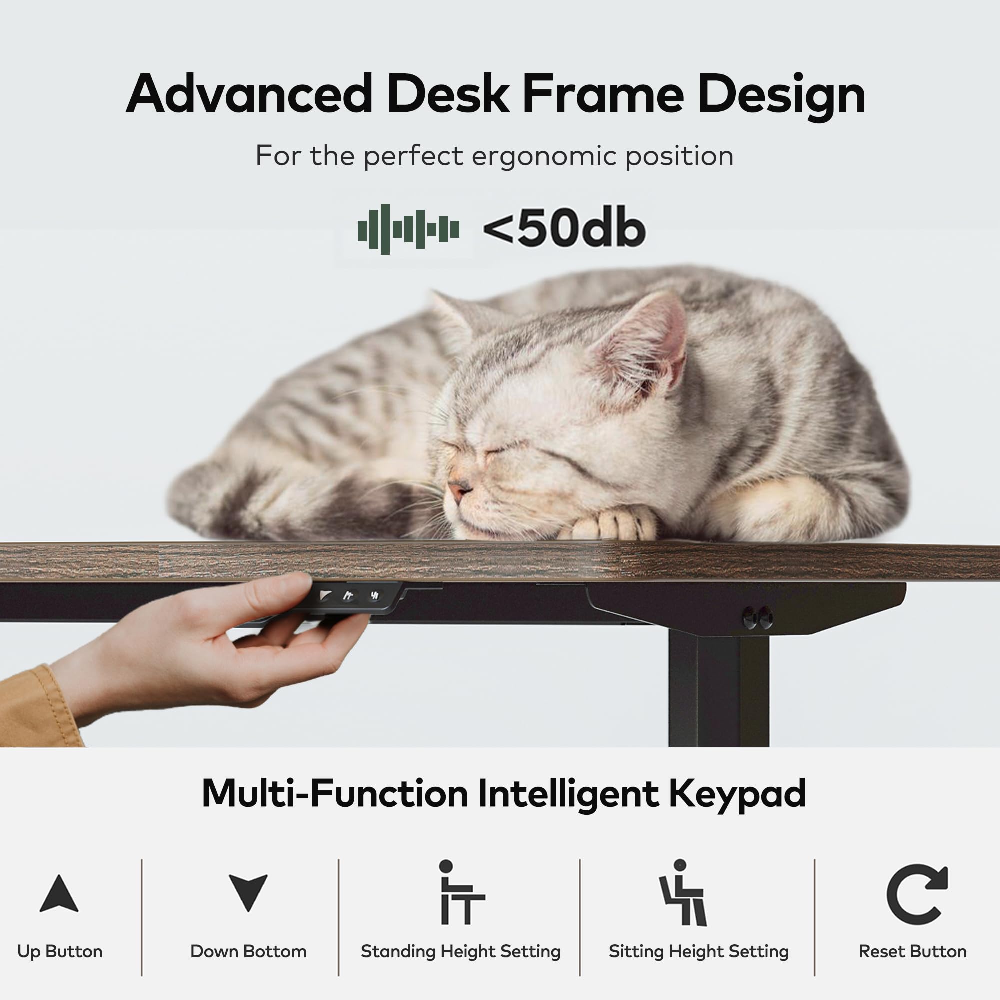 FEZIBO 63 x 24 Inches Electric Height Adjustable Standing Desk - Sit Stand Home Office Desk with Splice Board, Rustic Brown | Ergonomic Workstation for Home Office, Gaming & Study (Perfect for Remote Work & Small Spaces)