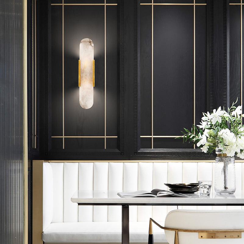 Melange Elongated Alabaster Wall Lamp - Modern Minimalist Sconce Lighting for Bedroom, Living Room & Hallway
