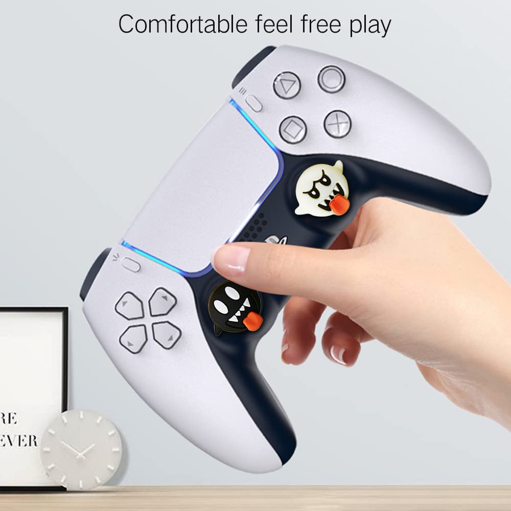 PERFECTSIGHT Halloween Skull Thumb Grip Caps for PS5, PS4, Xbox Series X/S, Xbox One, Switch PRO Controller - 4PCS Soft Rubber 3D Analog Joystick Covers - Kawaii Design for Enhanced Gaming Comfort (Perfect for Horror Games & Halloween Gaming Sessions)