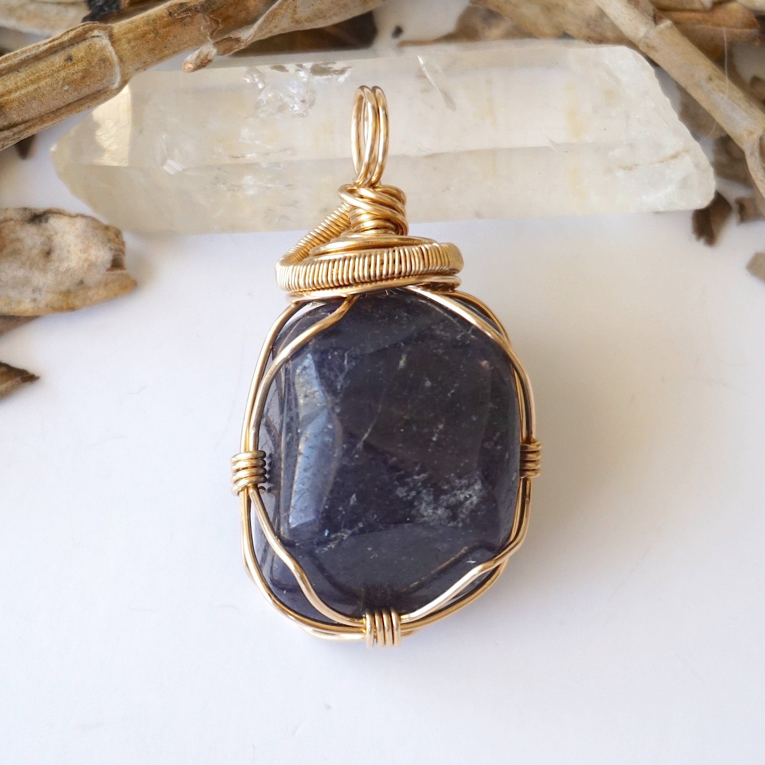 14K Gold Filled Raw Sapphire Crystal Necklace - Elegant Bohemian Jewelry for Women, Perfect for Weddings, Parties & Everyday Wear