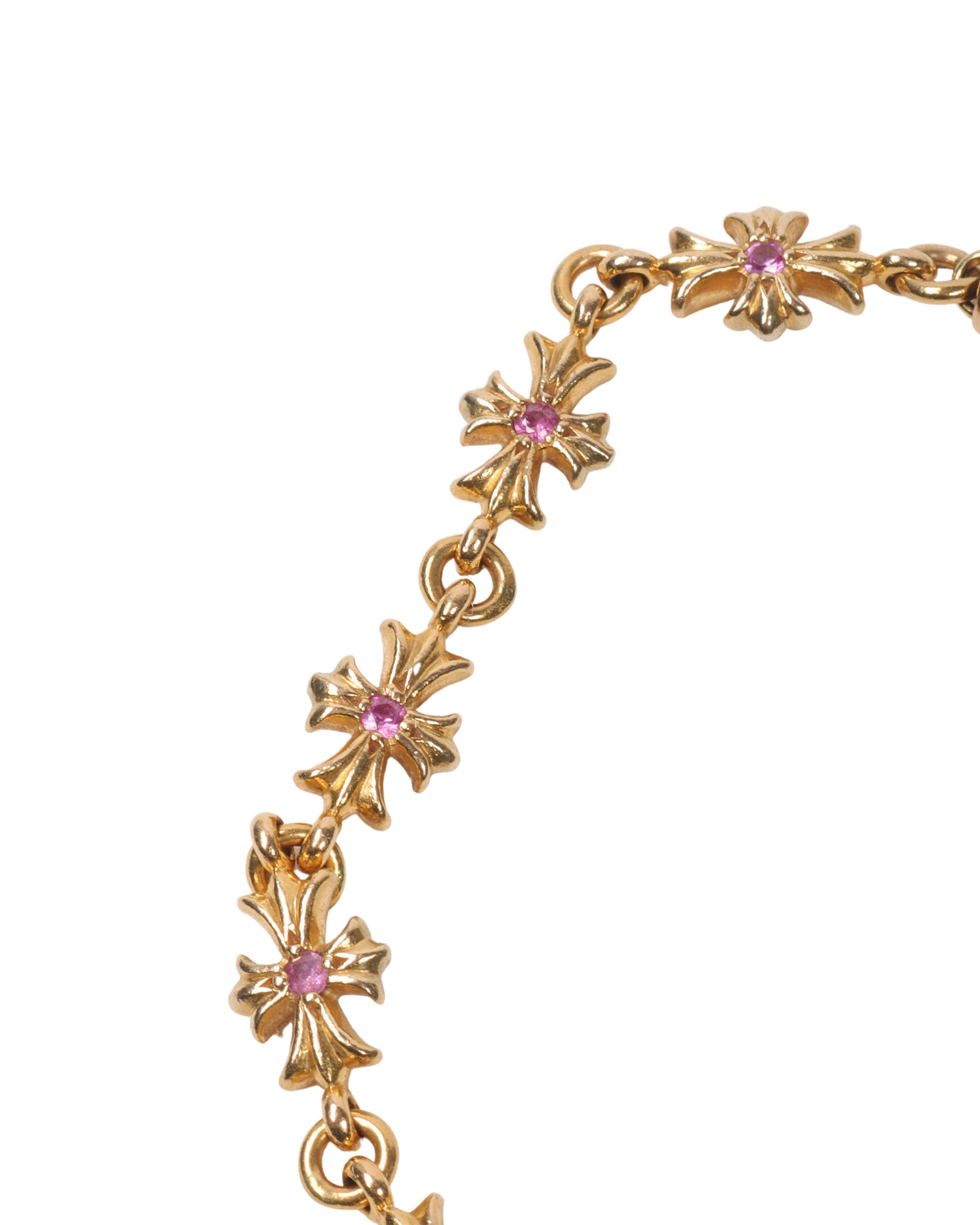 22k Gold & Pink Sapphire Cross Bracelet for Women - Elegant Religious Jewelry Gift for Christmas, Baptism, Confirmation & Everyday Wear