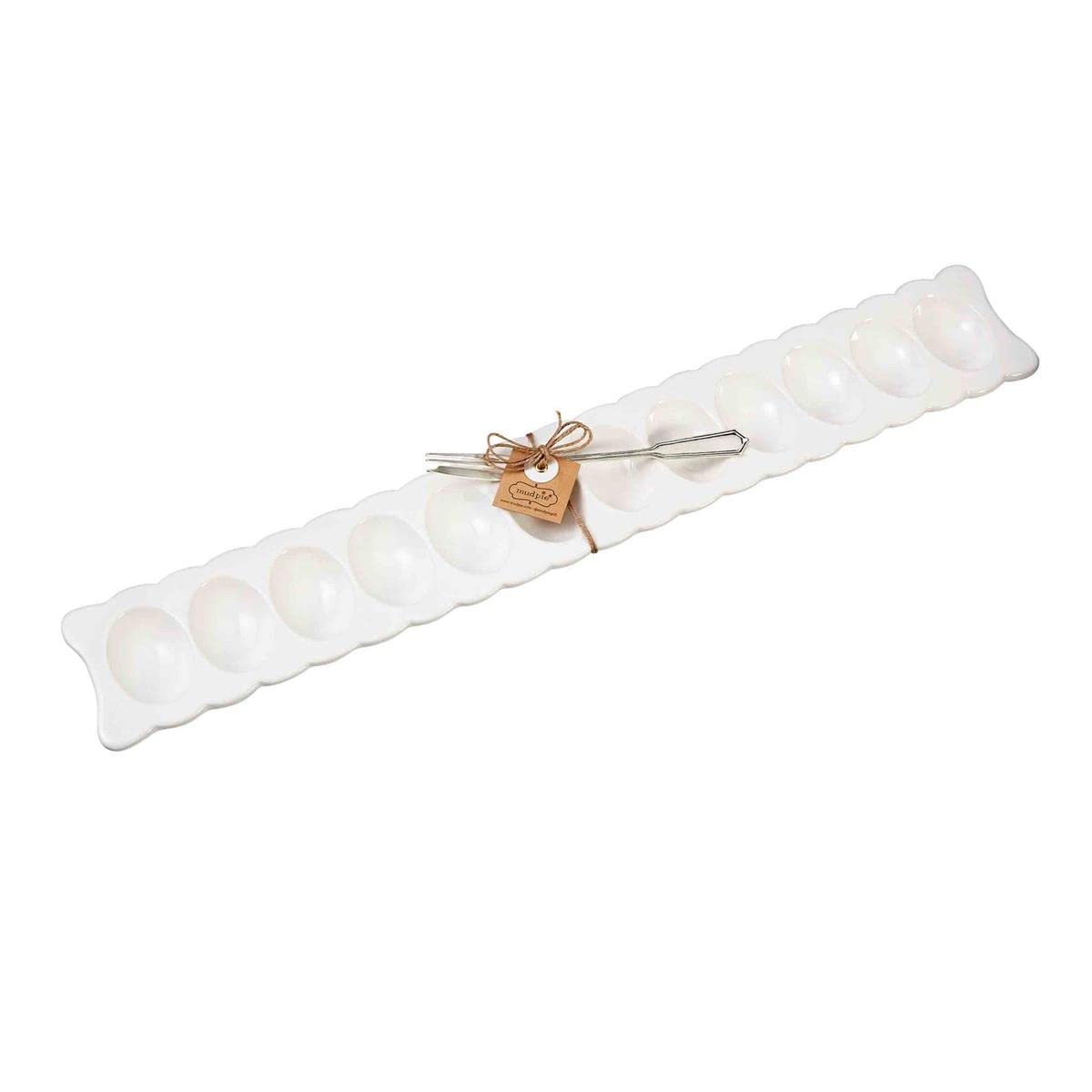 Mud Pie Egg and Oyster Serving Trays - Elegant Ceramic Appetizer Platter for Brunch, Seafood, and Entertaining - Perfect for Easter, Mother's Day, and Holiday Gatherings