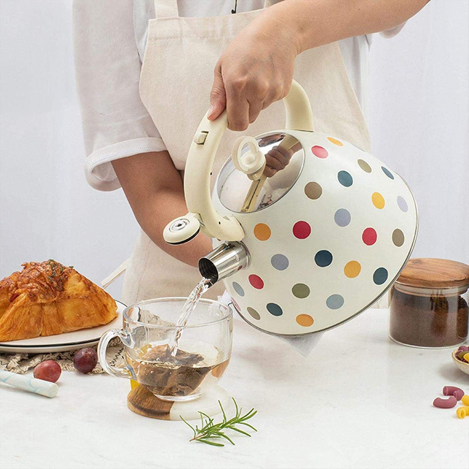 Stainless Steel Whistling Tea Kettle - 3L Induction & Gas Stove Compatible with Anti-Scald Handle - Perfect for Home, Office & Camping Use