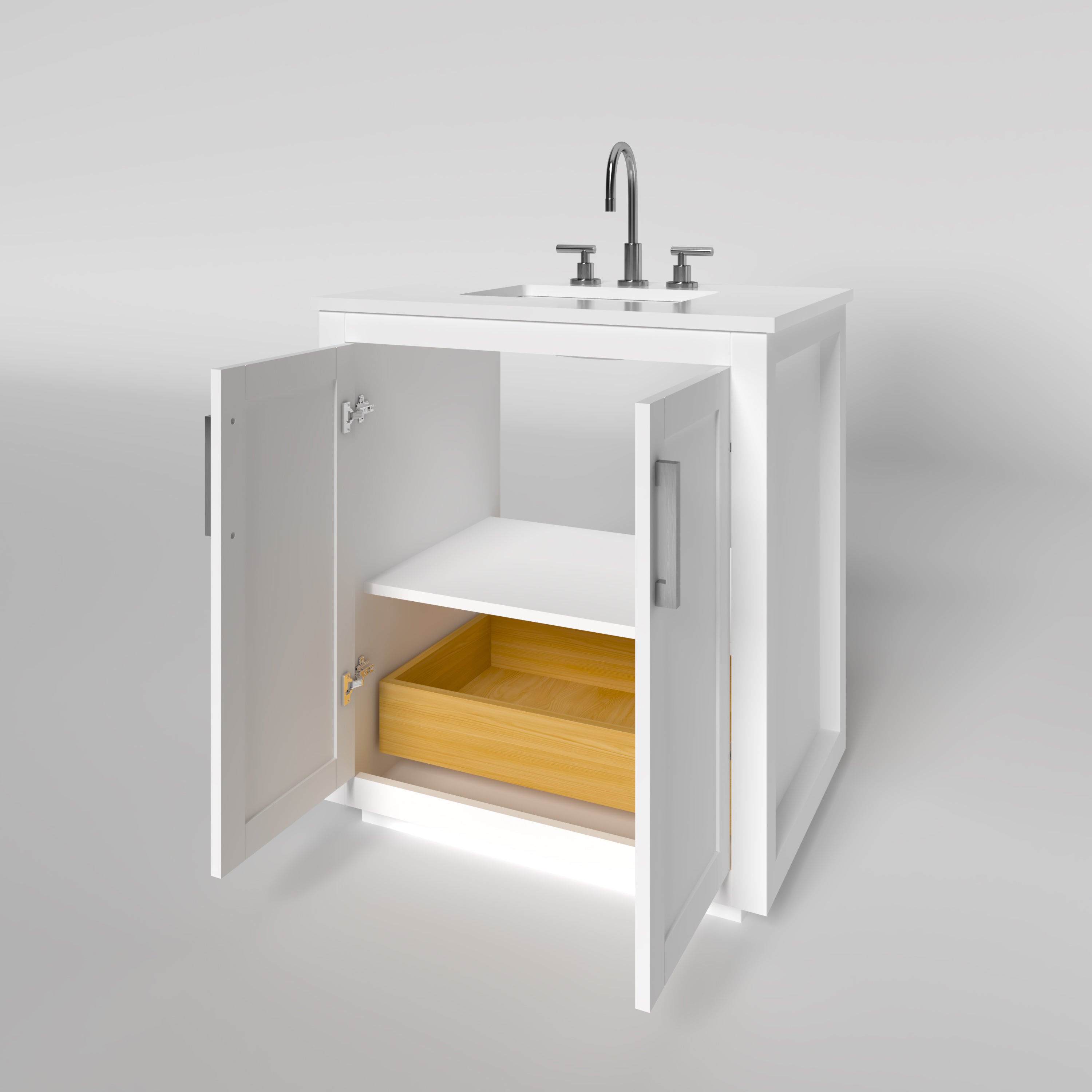 29.5 Inch White Bathroom Vanity Cabinet - Modern Freestanding Vanity for Bathroom Remodel, Small Space & Powder Room - Nearmé Miami Collection