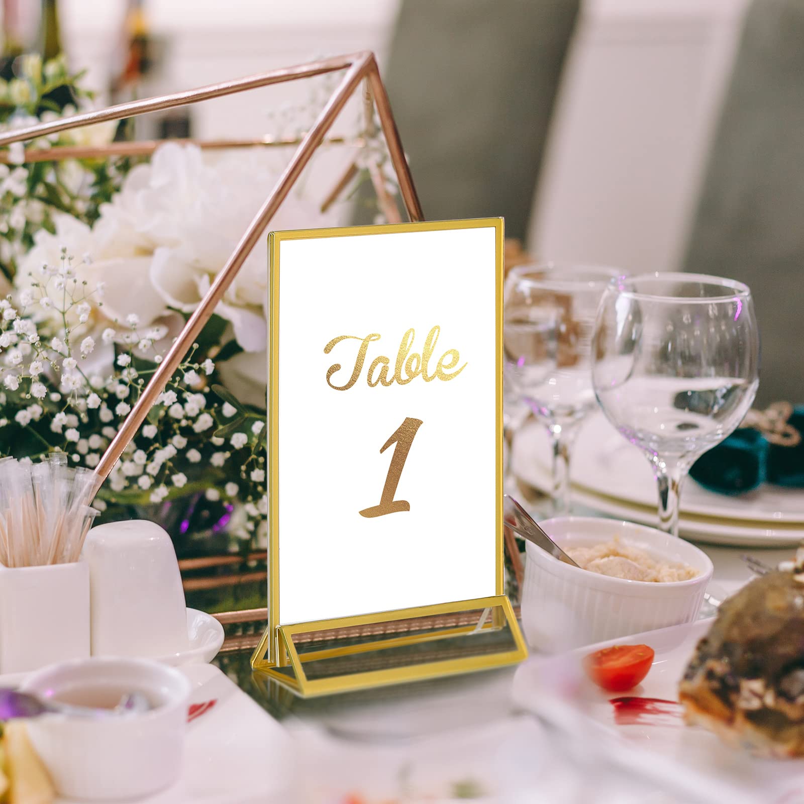 18-Piece Gold Acrylic Table Number Holders - 5x7 Inch Double-Sided Picture Frames for Wedding, Party & Event Decor - Clear Table Sign & Menu Display Stands - Perfect for Receptions, Banquets & Special Occasions