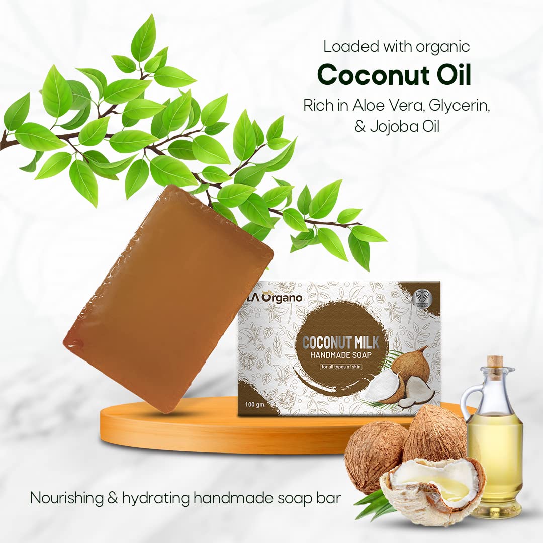Organic Coconut Milk & Kumkumadi Handmade Bath Soap - 100g Each, Pack of 2 | Natural Skin Care for Dry & Sensitive Skin | Perfect for Spa Day & Relaxing Bath Time