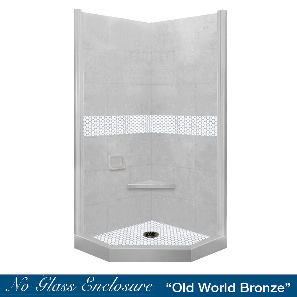 Neo Angle Portland Cement Sistine Stone & Pearl Hex Mosaic Tile - DIY Shower Remodel Kit for Bathroom Wall and Floor Decor