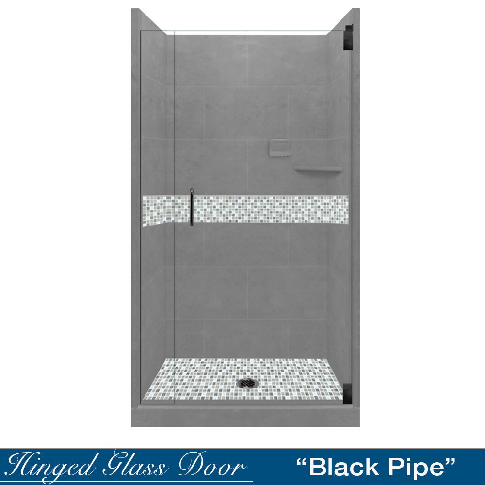 Alcove Wet Cement Sistine Stone & Del Mar Mosaic Accent Tile - DIY Shower Remodel Kit for Bathroom Renovation | Waterproof Backsplash & Flooring Solution