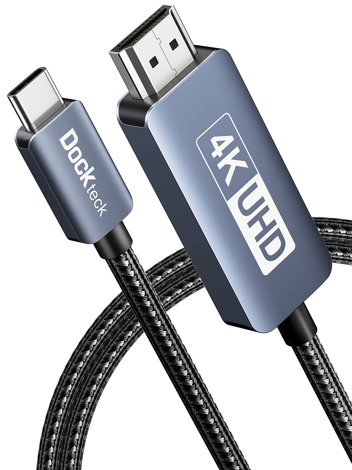 Dockteck USB C to HDMI 4K 60Hz Cable 6Ft - Thunderbolt 3/4 to HDMI Adapter Cord for iPhone 15, MacBook Pro/Air, iPad Air 4/Pro, iMac Pro - High-Speed HDR Braided Cable for Home Theater, Office Presentations & Gaming