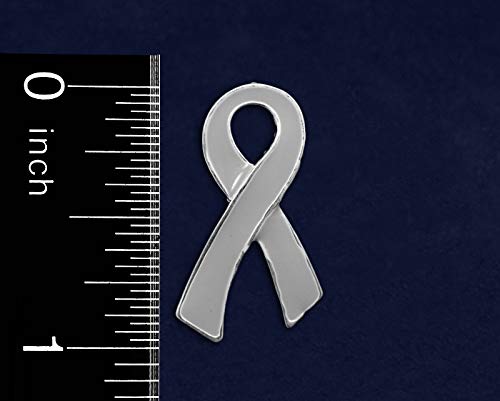 2 Pack Large Flat Parkinson’s Awareness Ribbon Pins - Silver Gray Ribbon Pins for Parkinson’s Disease Support, Fundraising Events & Thoughtful Gifts - Perfect for Charity Walks, Awareness Campaigns & Showing Solidarity