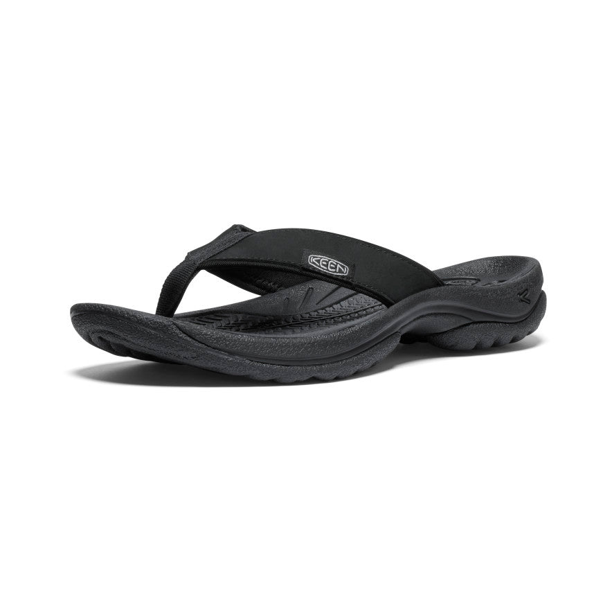 Women's Kona Leather Flip Flops - Comfortable Sandals for Summer | Black/Vapor | Perfect for Beach, Pool & Casual Outings