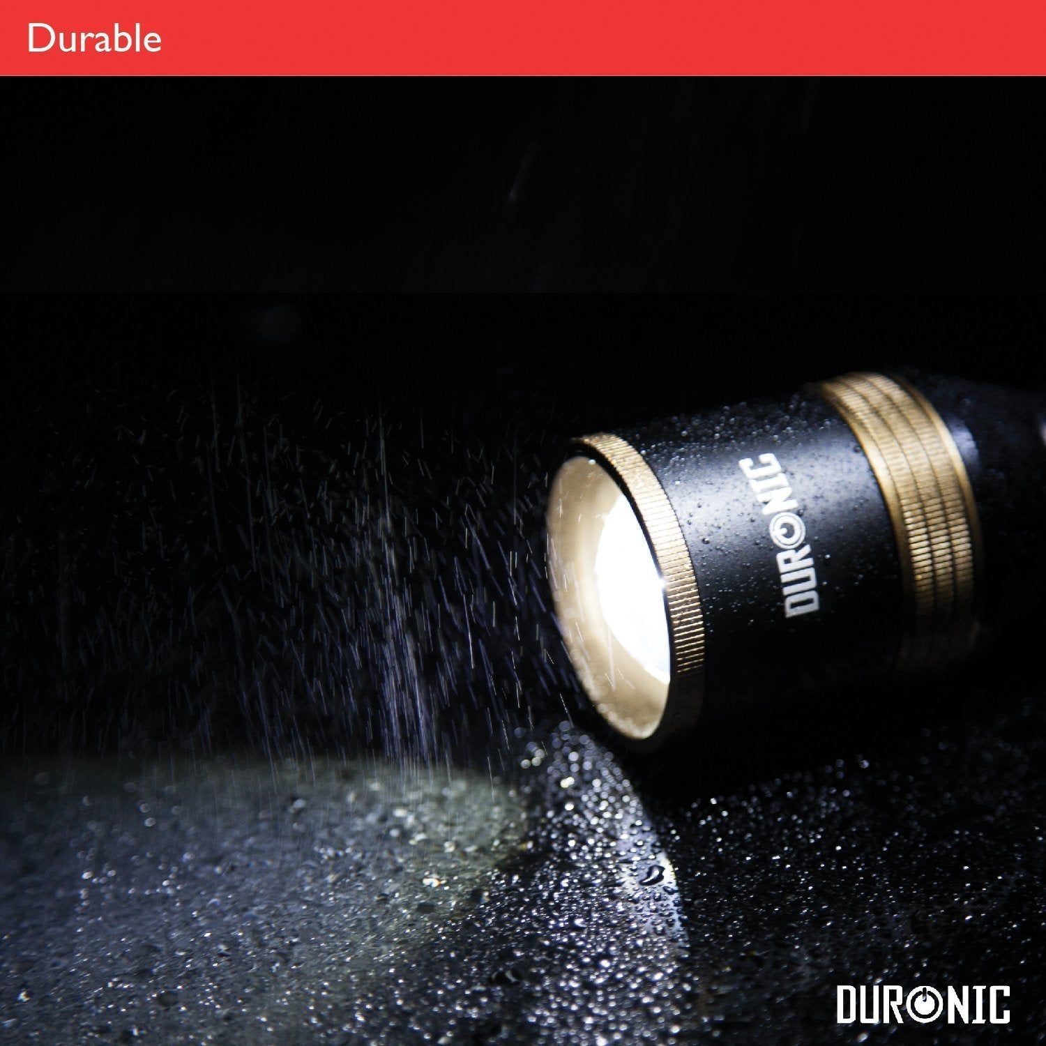 Duronic RFL901AA Rechargeable LED Flashlight - Super Bright 600m Beam, 2200mAh Battery, Adjustable Focus with AC Charger | Perfect for Camping, Hiking, Emergency & Outdoor Adventures