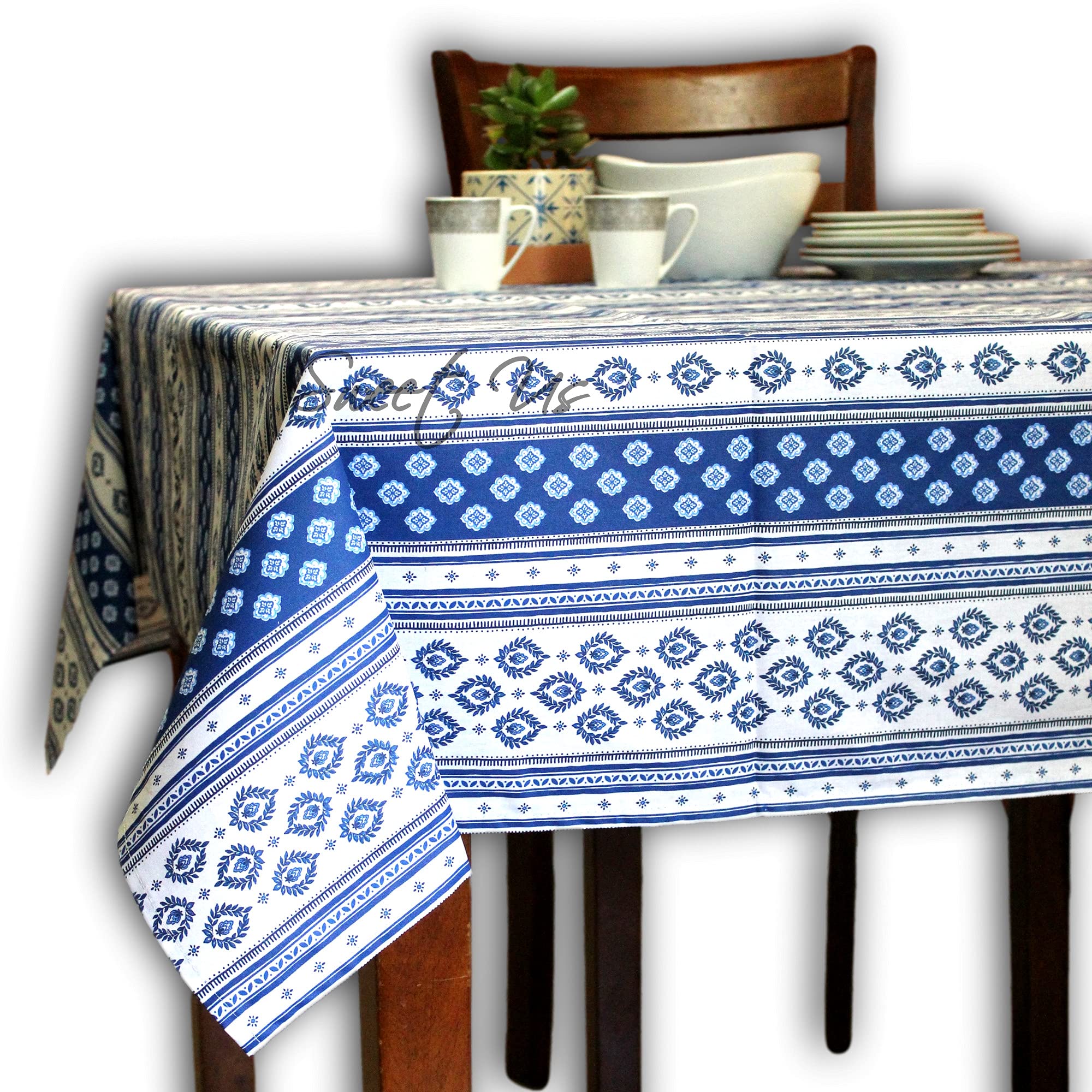 Bloom d'Affection Spill-Resistant Wipeable Tablecloth - Acrylic Coated Floral Cotton French Provencal Design for Rectangle Tables (60