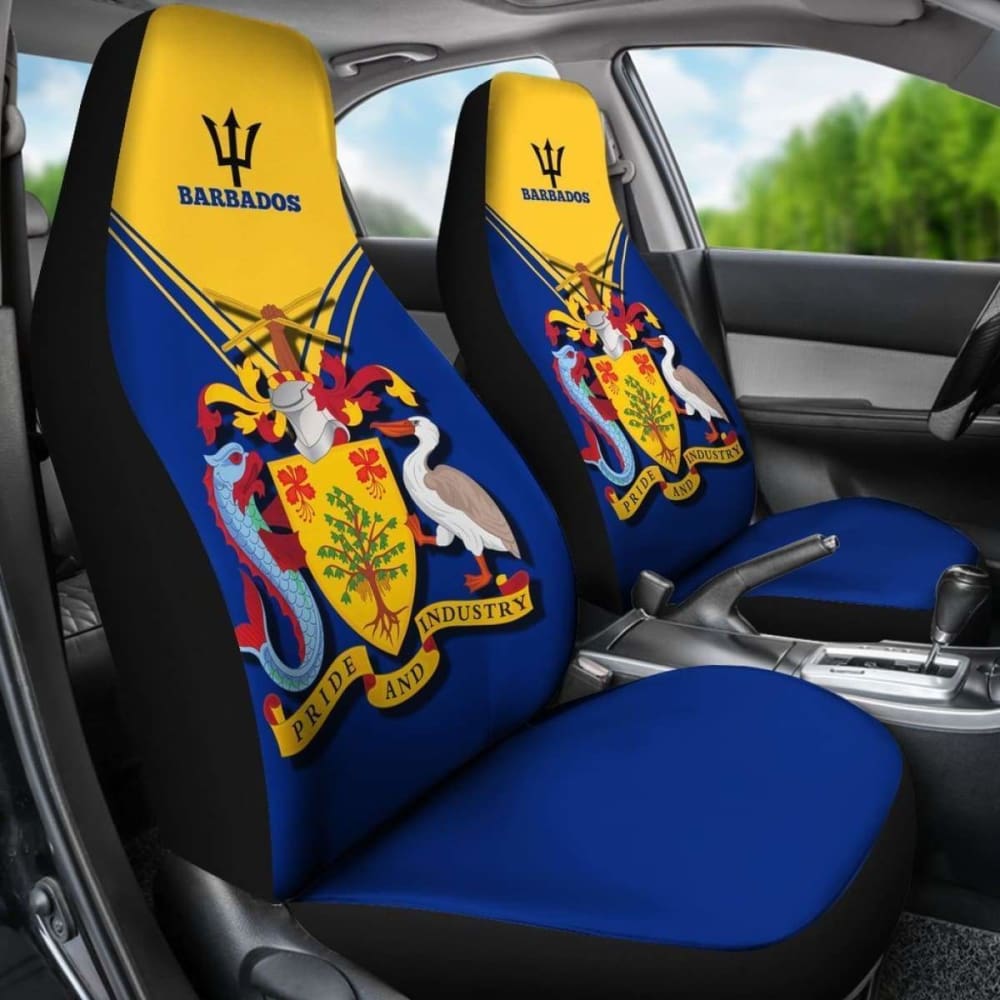 Barbados Car Seat Cover with Coat of Arms & Flag Design - Durable Auto Accessories for Cars, SUVs & Trucks - Perfect for Travel, Road Trips & Protecting Seats