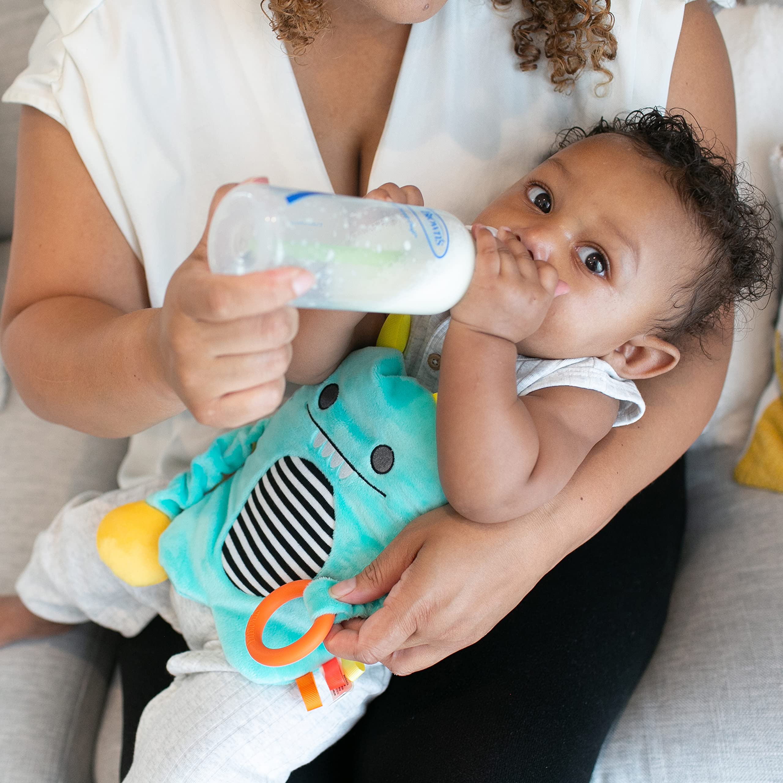 Dr. Brown's Anti-Colic Options+ Narrow Baby Bottles with Level 1 Nipples, 4-Pack (8oz) & Gripebelt for Gas Relief – Newborn & Toddler Feeding Essentials for Colic, Upset Stomach – Perfect for Daycare, Travel & Nighttime Feeding (Blue Monster)