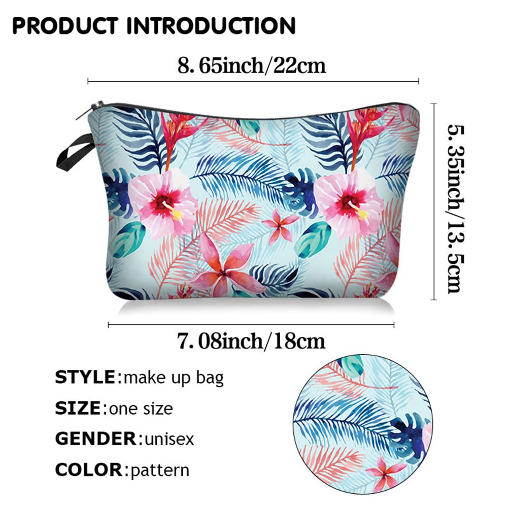 FITINI Floral Makeup Bag for Women - Waterproof Travel Cosmetic Organizer Pouch with Zipper, Portable Toiletry Storage Clutch for Girls | Perfect for Travel, Gym, Beach & Daily Essentials Organization
