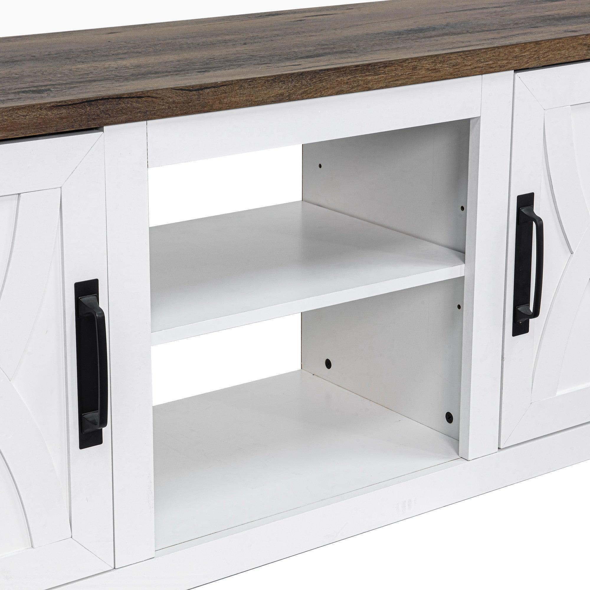 Rustic Farmhouse TV Stand for 58 Inch Flat Screen - Solid Wood Entertainment Center with Storage Cabinet - Perfect for Living Room, Home Theater & Family Room Decor