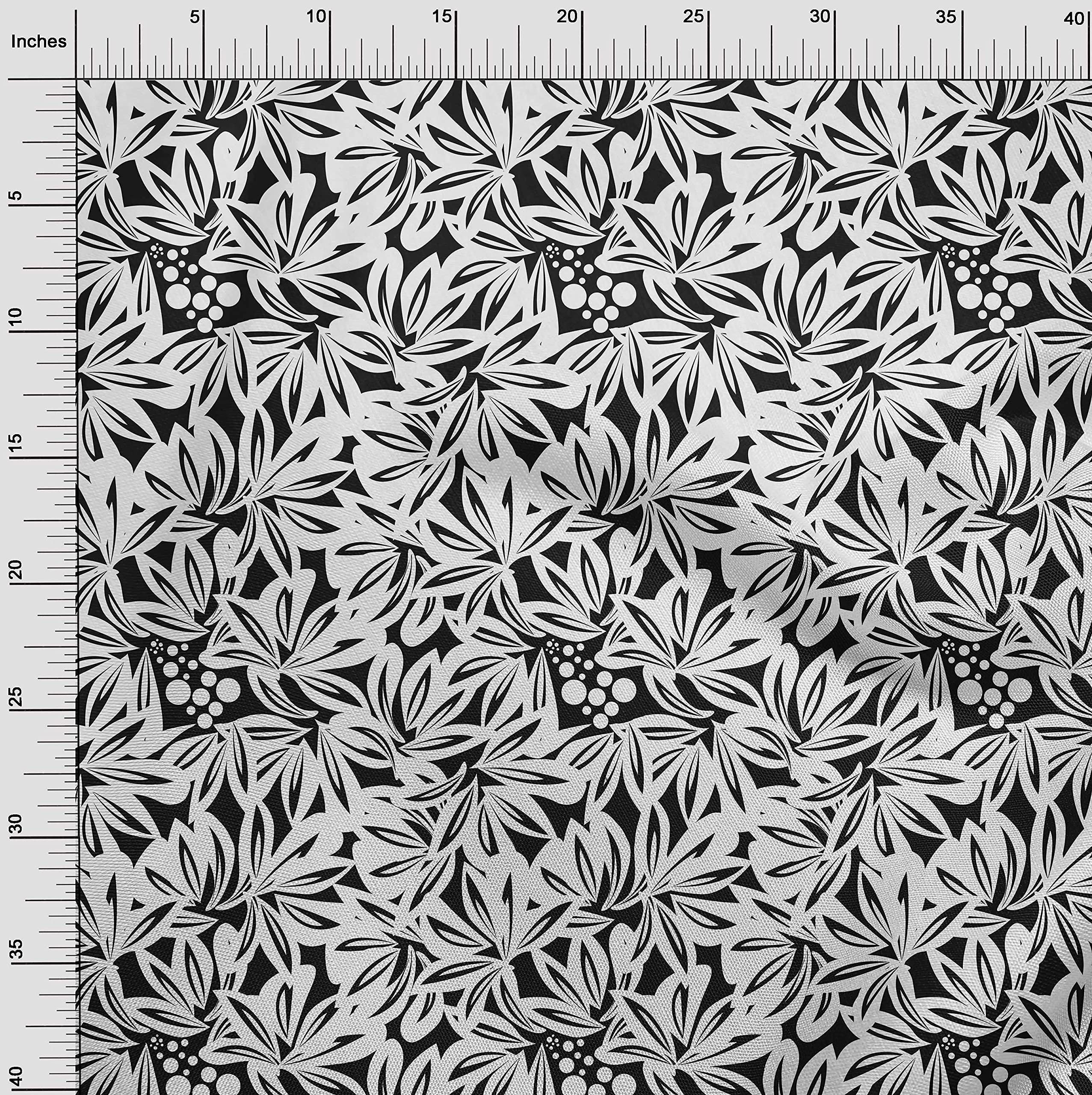 oneOone Rayon White Floral Printed Fabric - 56 Inch Wide Sewing Material for DIY Clothing, Dresses & Home Decor | Premium Quality by The Yard