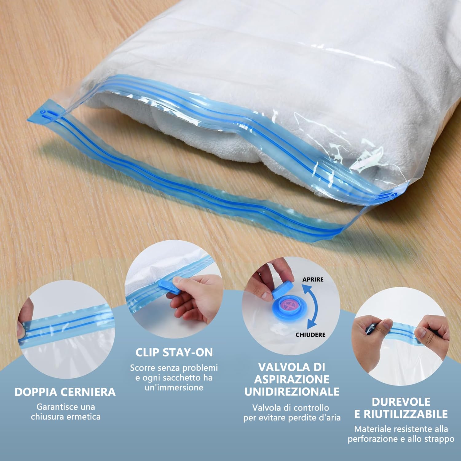 LKV Vacuum Storage Bags for Clothes, Duvets & Bedding - 10 Pack (5 Large/5 Medium) with Air Pump - Space Saving Solution for Travel, Moving & Home Organization