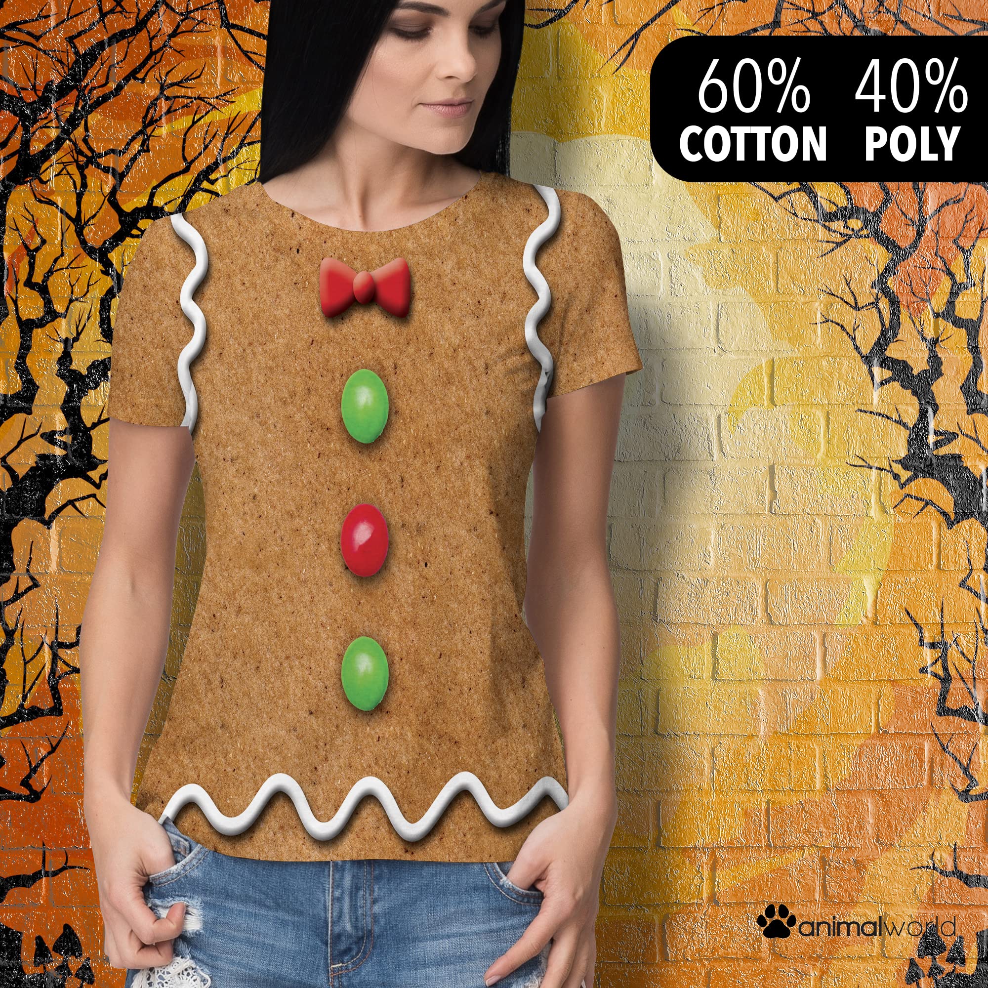 Old Glory Gingerbread Man Costume All Over Print Women's T-Shirt - Fun Christmas Party Outfit & Holiday Gift Idea