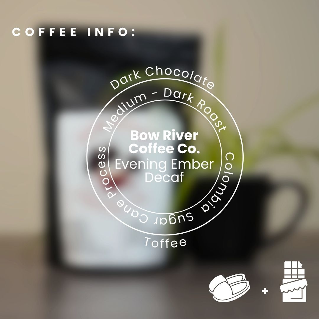 Bow River Coffee Evening Ember Decaf - Swiss Water Process Decaffeinated Medium Roast Coffee Beans for Home Brewing, Perfect for Evening Relaxation & Nighttime Enjoyment
