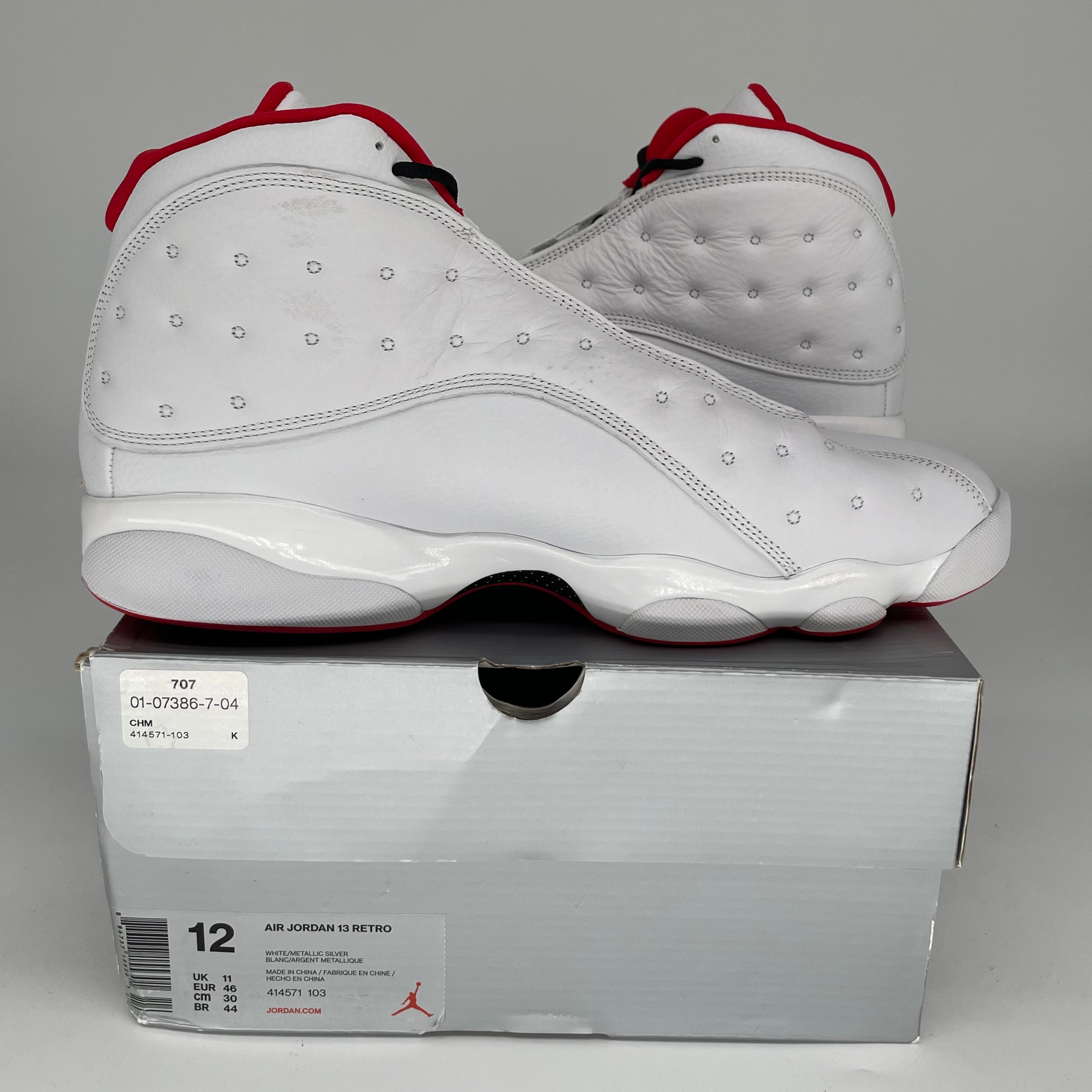 Original Air Jordan 13 Alternate 'History of Flight' Basketball Shoes - Size 12 (414571-103) White/Black for Men - Perfect for NBA Games, Streetwear & Sneaker Collectors