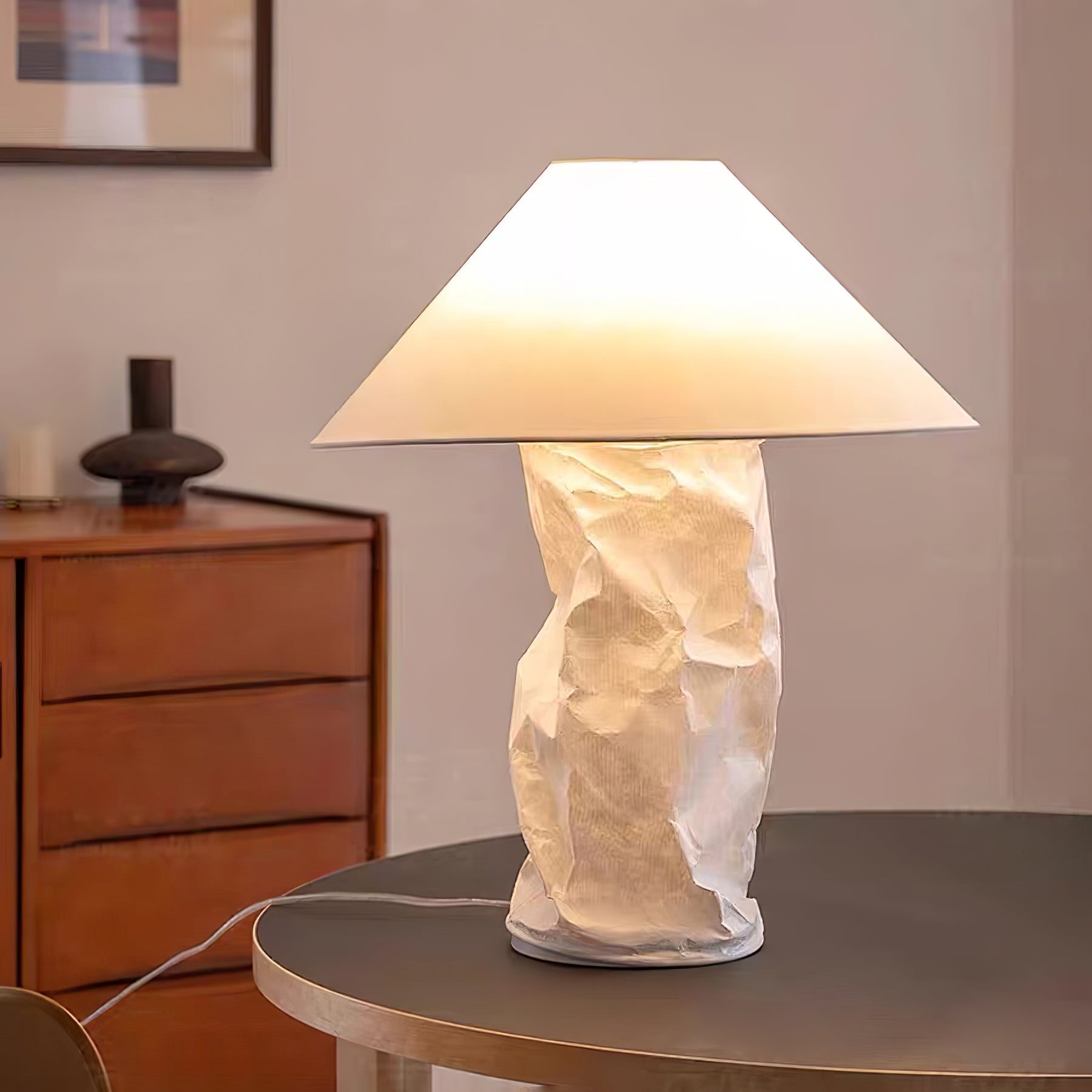 Crinkle Paper Table Lamp - Modern Decorative LED Light for Bedroom, Living Room & Office - Eco-Friendly Home Decor Gift Idea