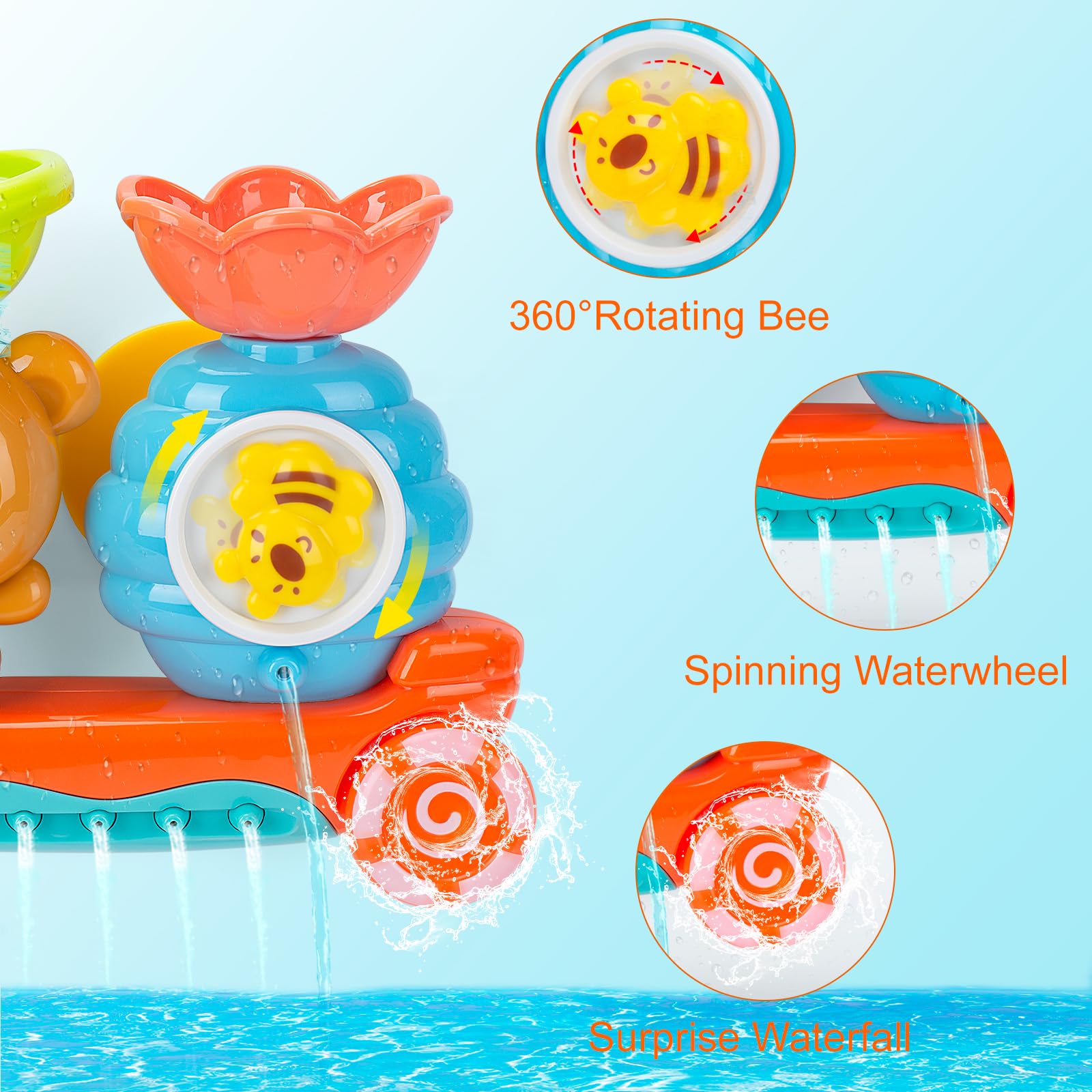 RILSO Bath Toys for Toddlers 1-3 Years - Waterproof Baby Bath Toys for 6-12+ Months - Fun Sensory Bathtub Toys for Kids 1-5 Years Old - Perfect Gift for Boys & Girls - Great for Bathtime Play & Early Learning Development