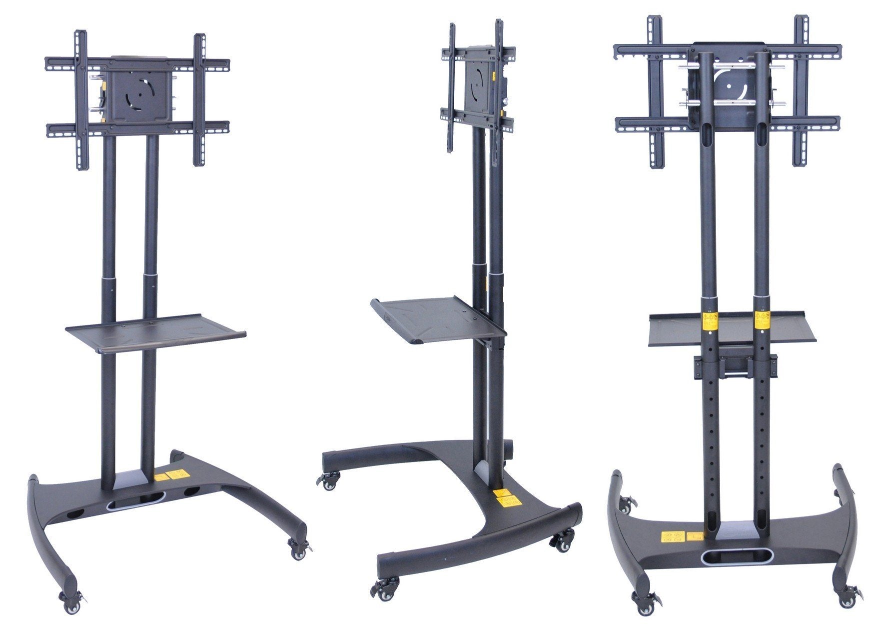 Adjustable Height Rolling Flat Panel Cart with Accessory Shelf - Mobile Workstation for Office, Classroom, or Home Organization - Luxor Brand