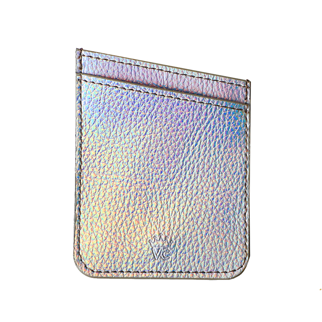 Silver Holographic Phone Wallet - Slim RFID Blocking Card Holder for iPhone & Samsung - Perfect for Travel, Shopping & Everyday Use